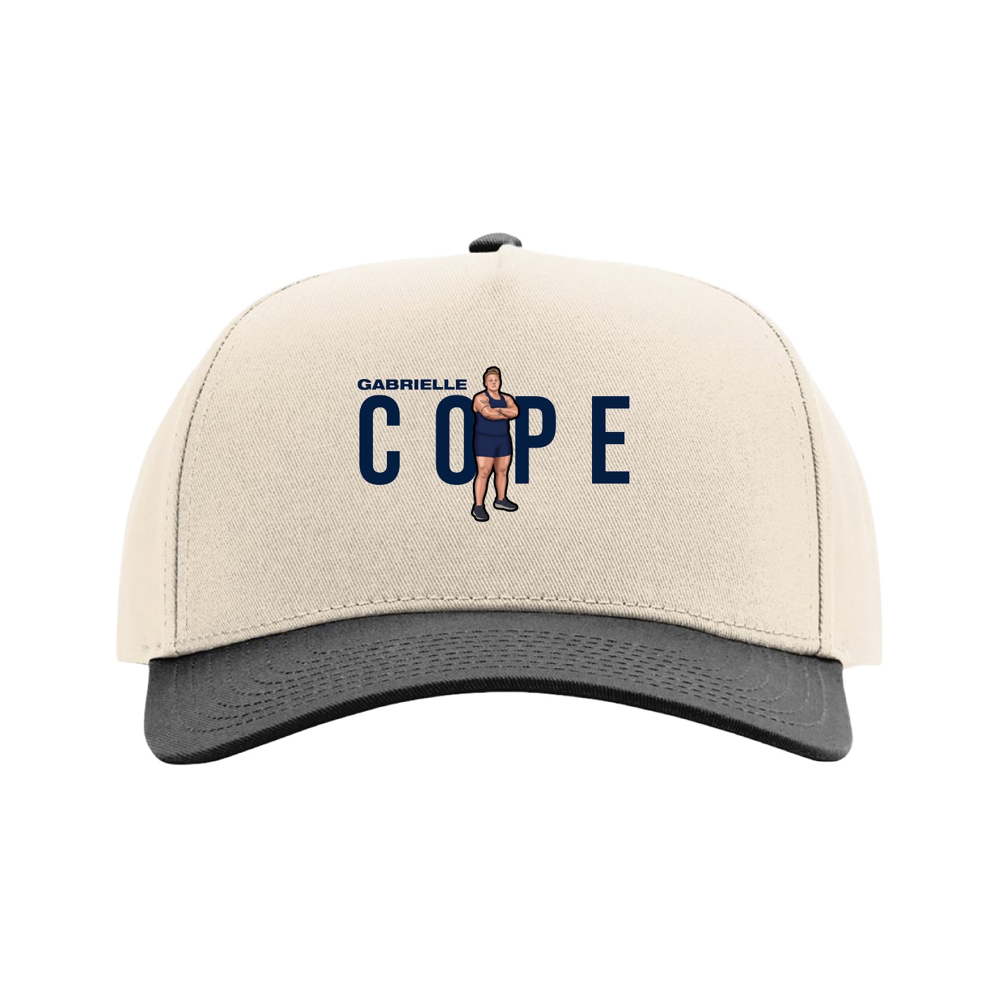 Full Fabric Five-Panel Champ Cap — Player Name in Cream/Black