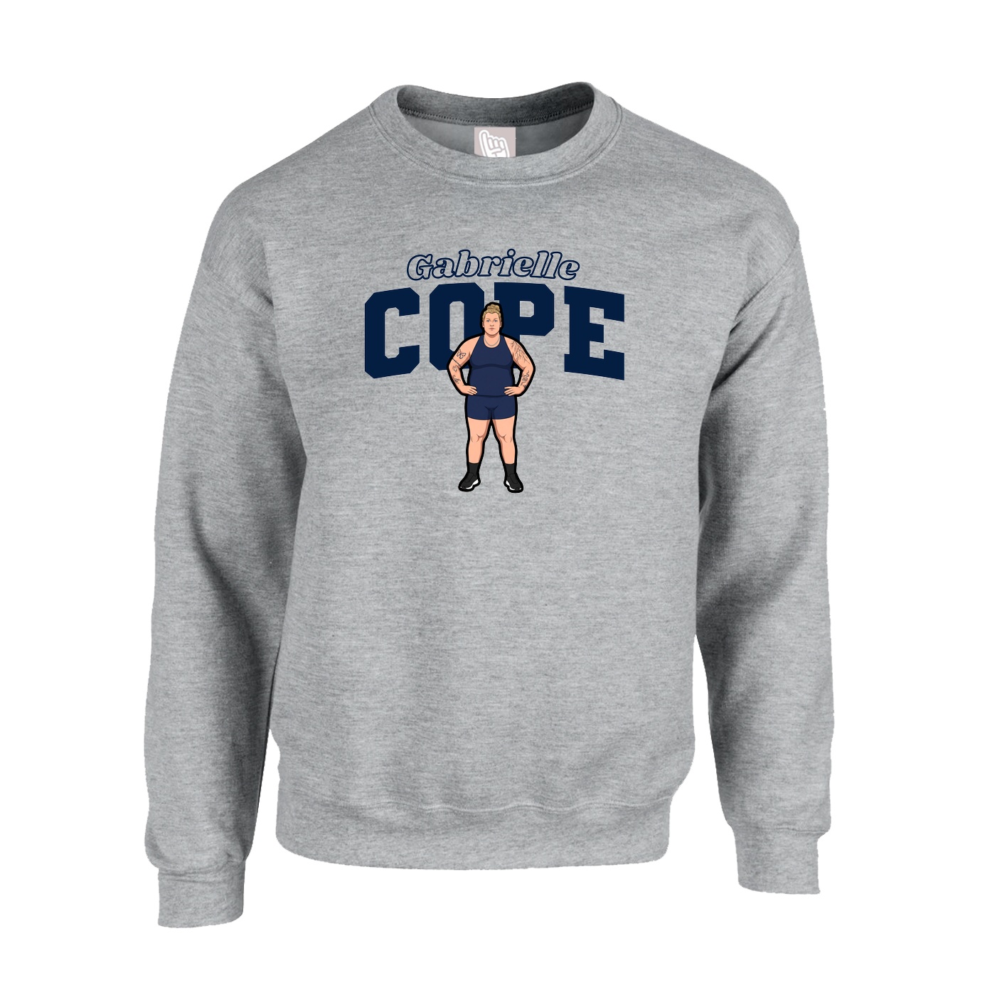 Fleece Crew — Name Arch in Grey