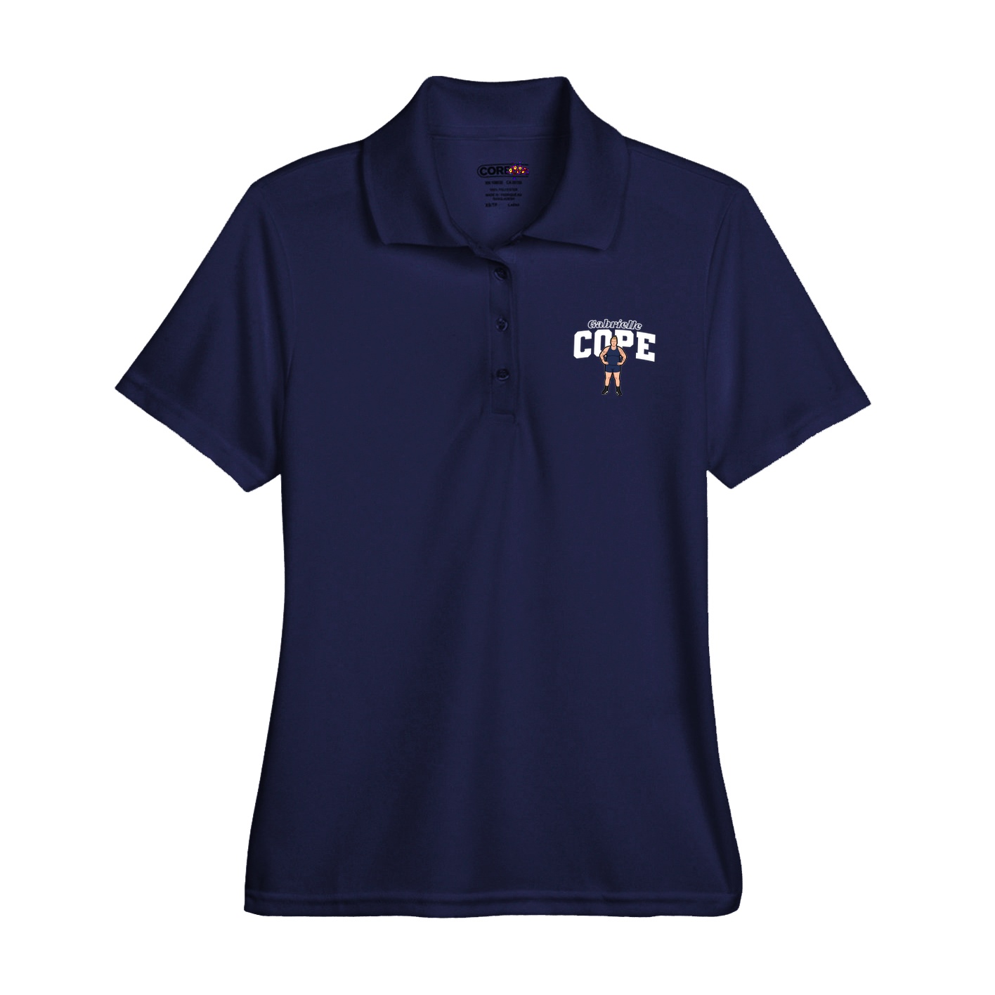 Womens Performance Polo — Name Arch in Navy