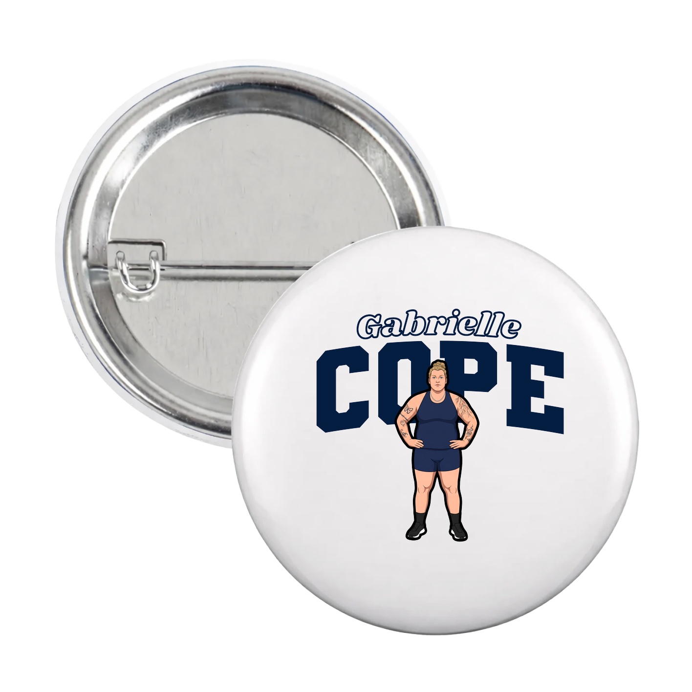 Game Day Button — Name Arch in White