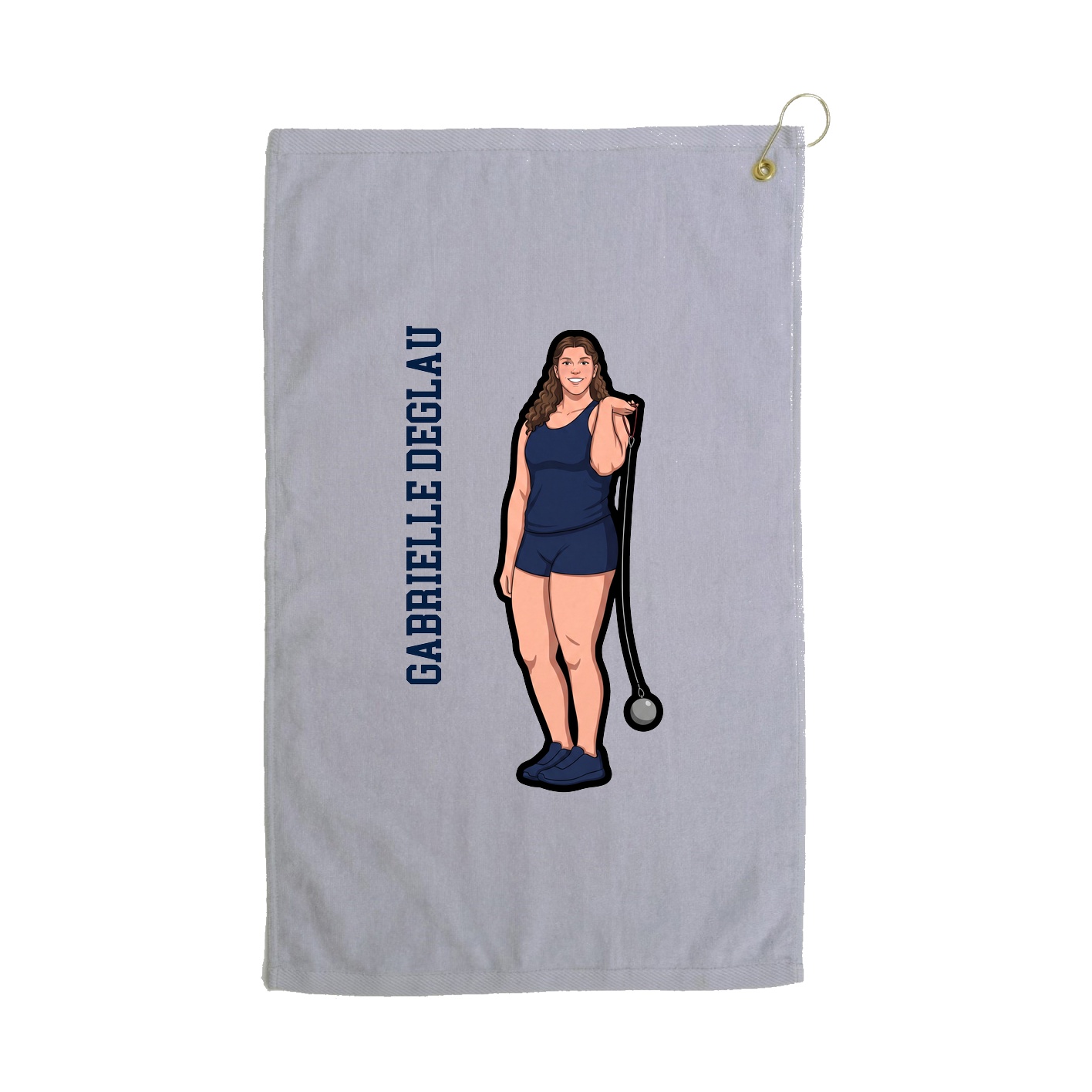 Golf Towel — Name Vertical in Grey