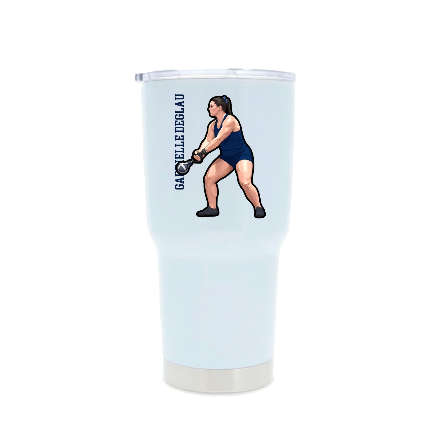 30oz Stainless Steel Tumbler — Name Vertical in White