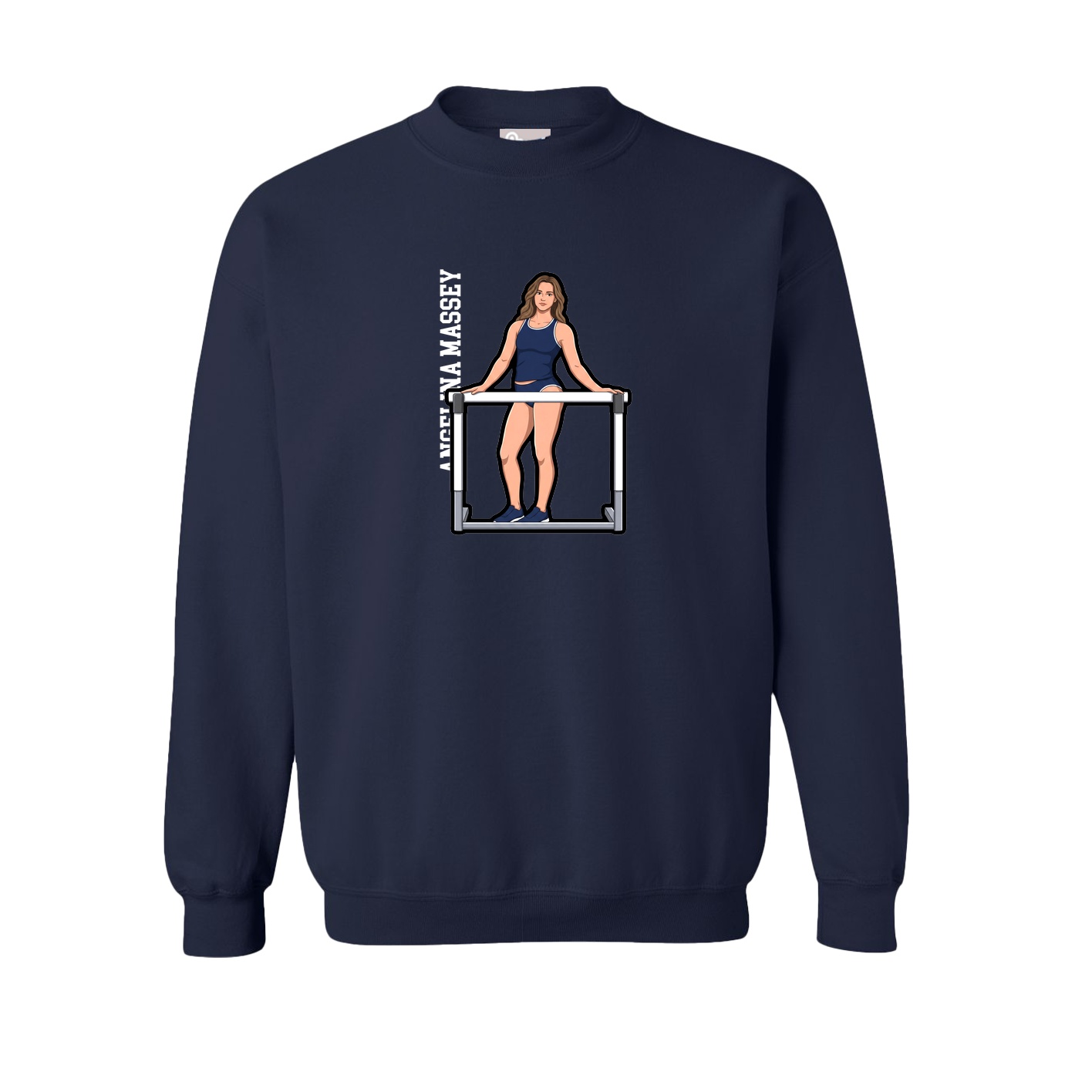 Fleece Crew — Name Vertical in Navy