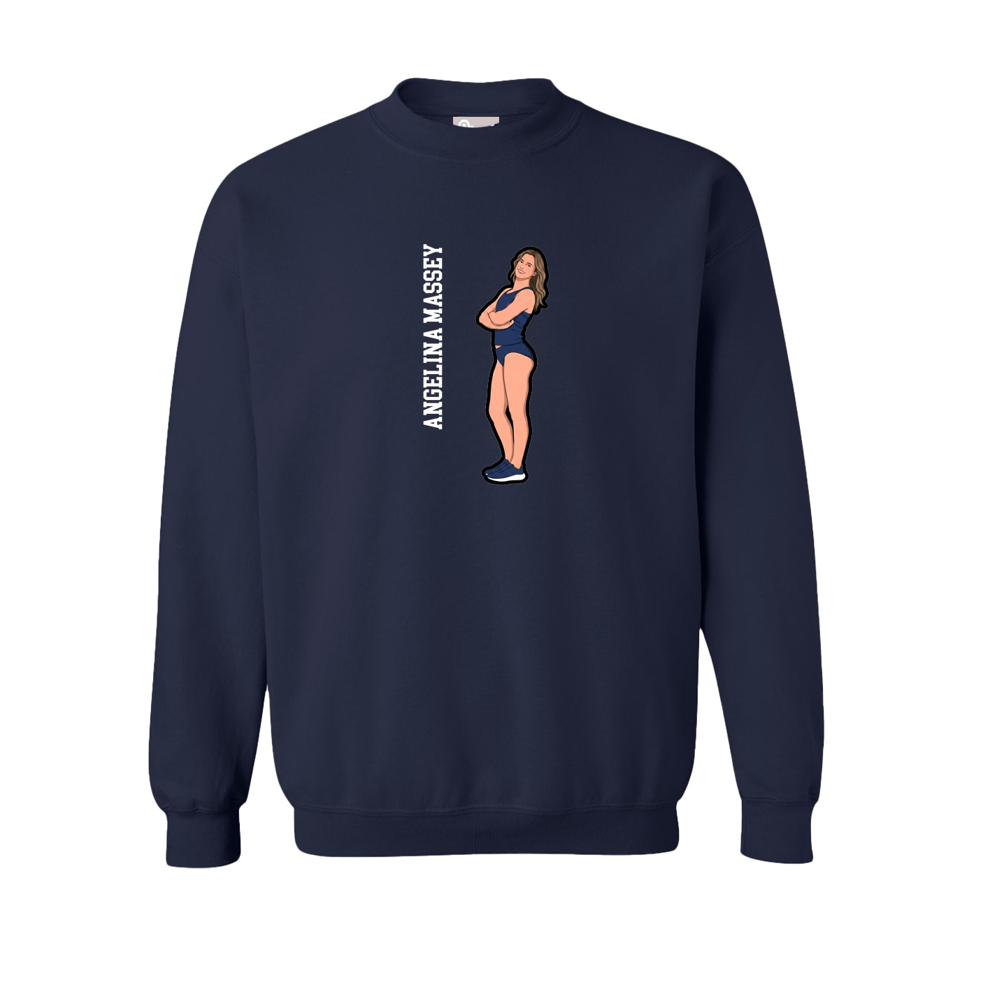 Fleece Crew — Name Vertical in Navy