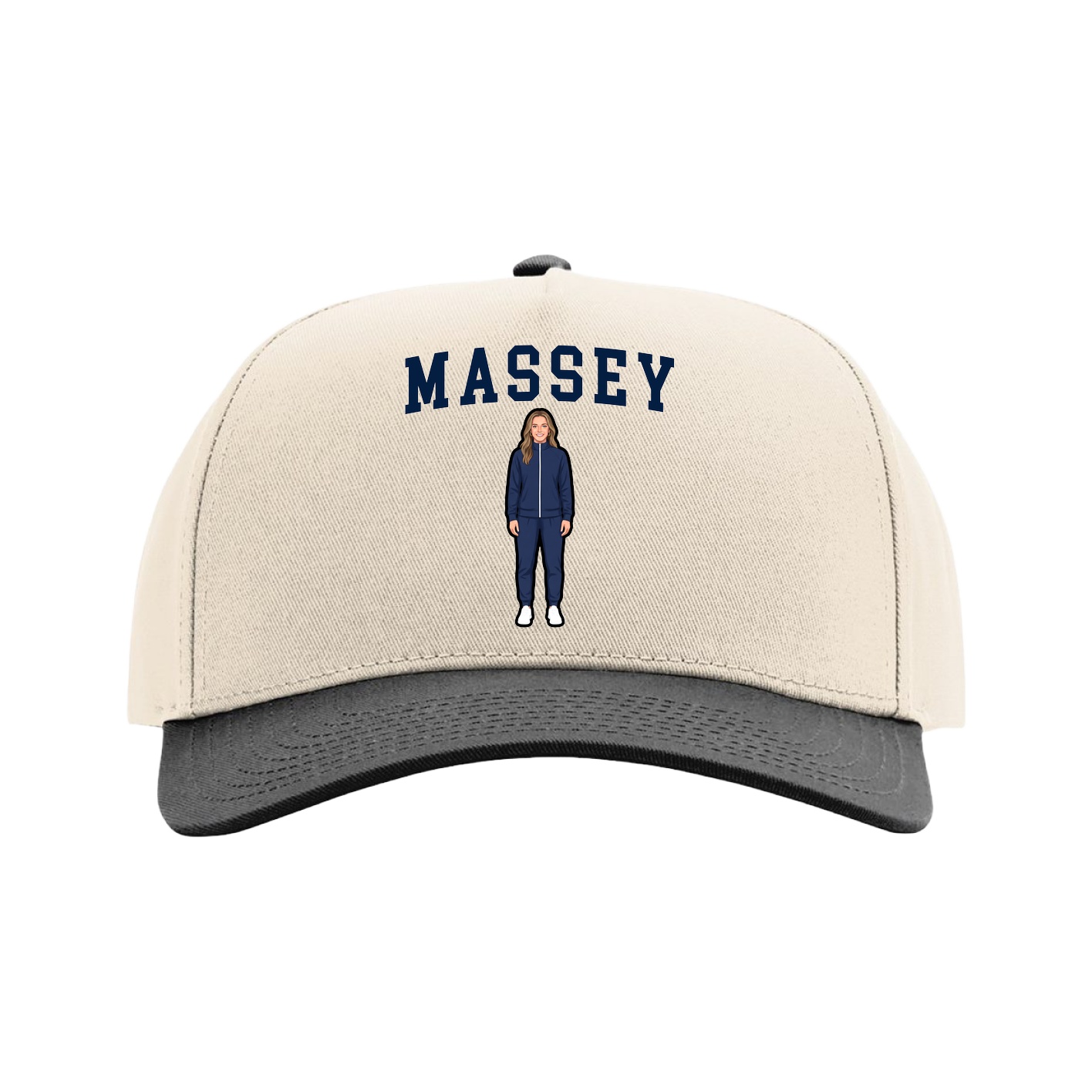 Full Fabric Five-Panel Champ Cap — Shirsey in Cream/Black