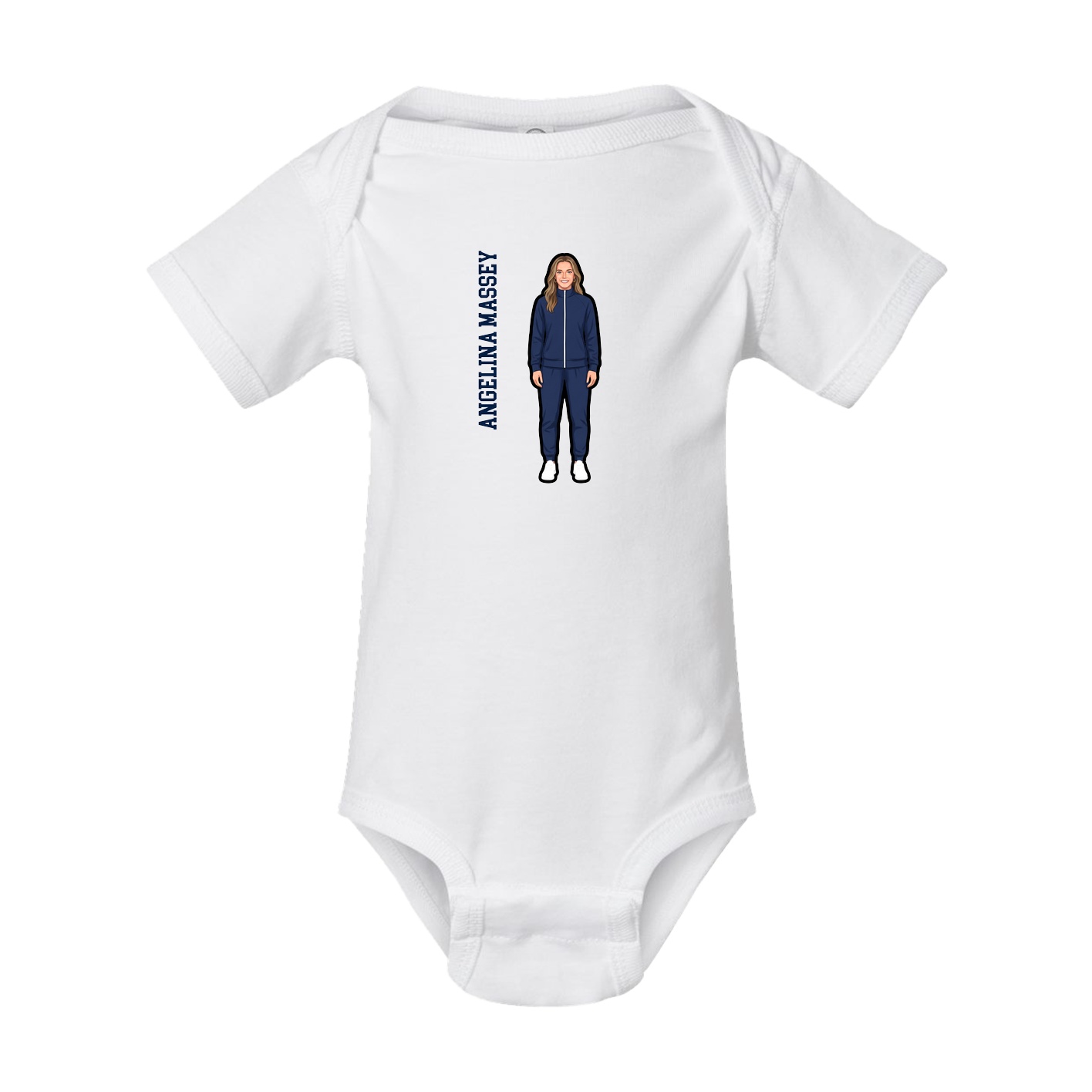 Baby Onesie — Name Vertical in White