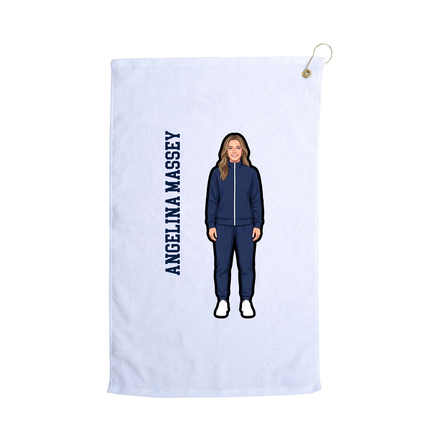 Golf Towel — Name Vertical in White