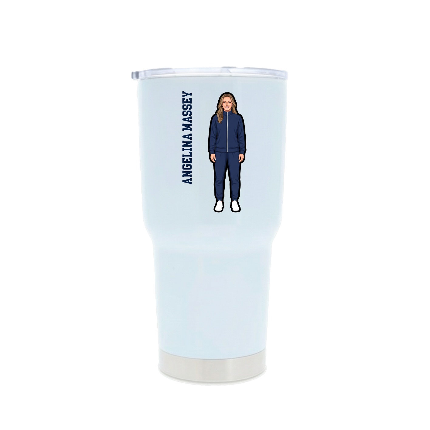 30oz Stainless Steel Tumbler — Name Vertical in White