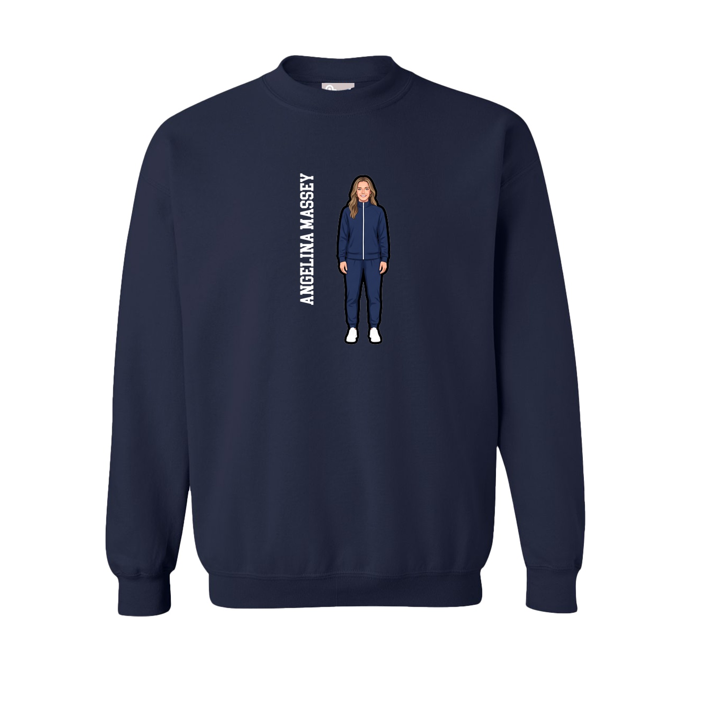 Fleece Crew — Name Vertical in Navy