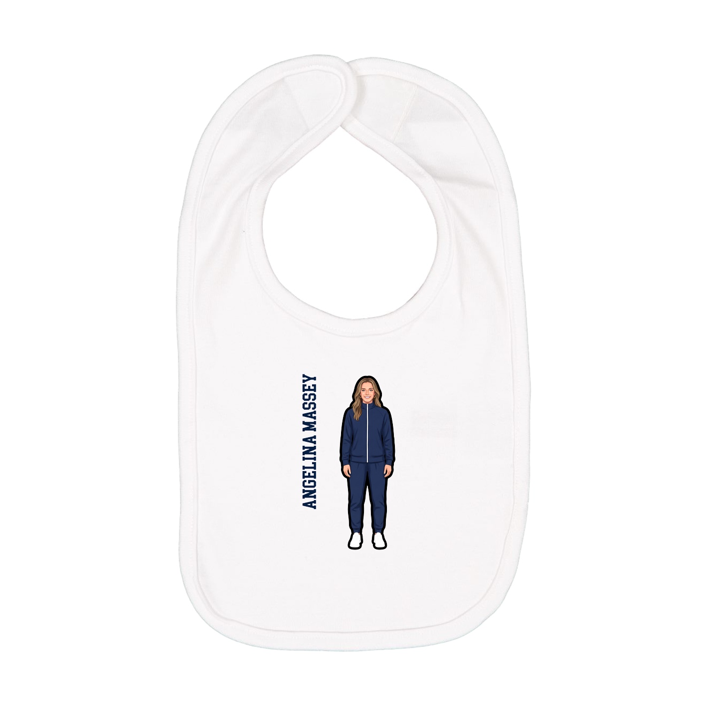 Infant Bib — Name Vertical in White