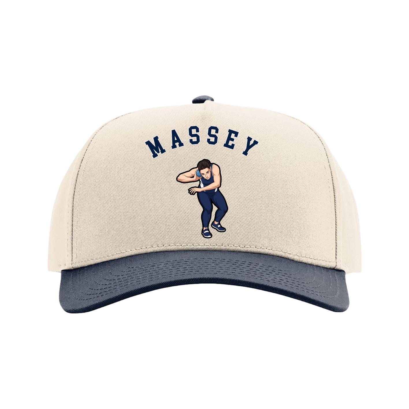 Full Fabric Five-Panel Champ Cap — Shirsey Arch in Cream/Navy