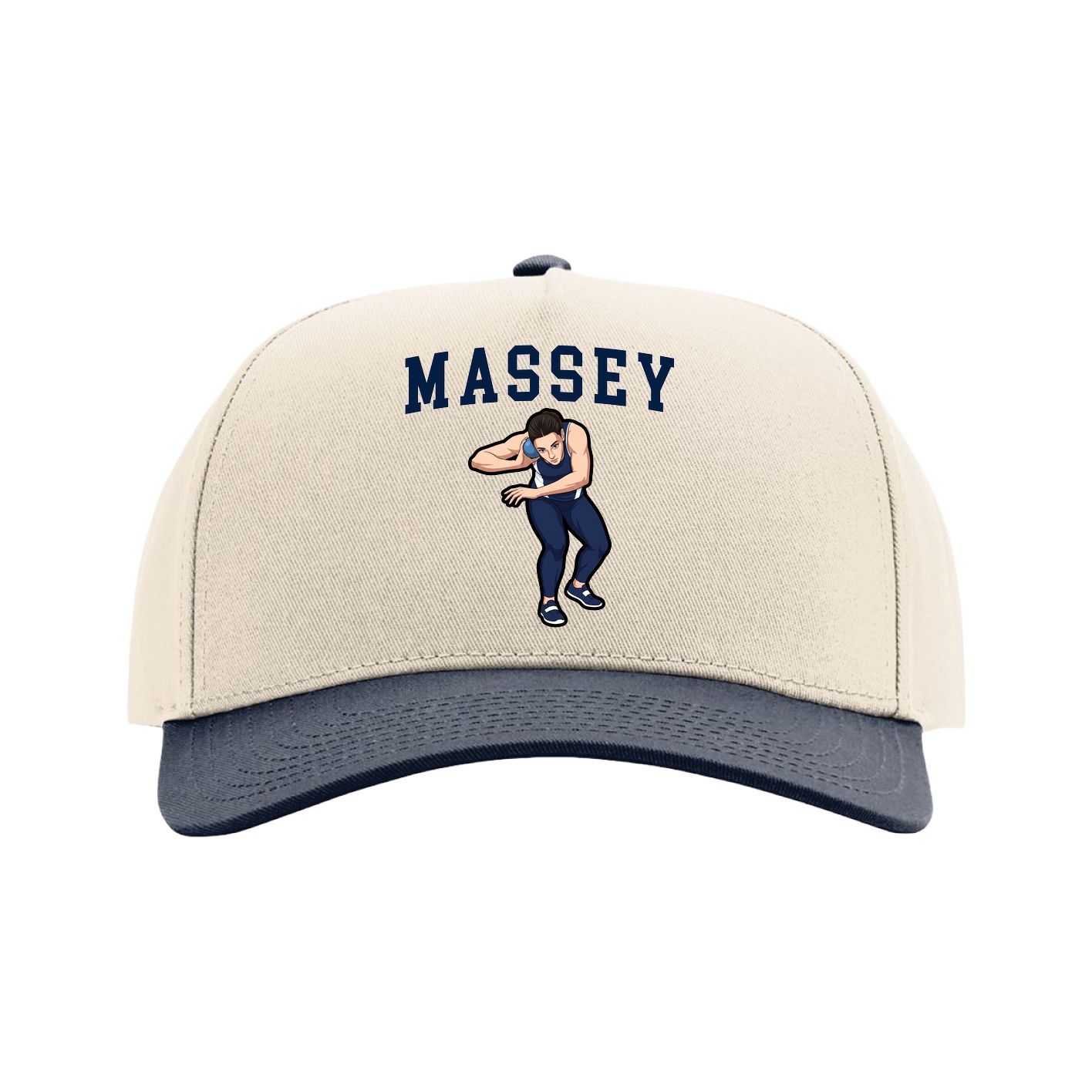Full Fabric Five-Panel Champ Cap — Shirsey in Cream/Navy
