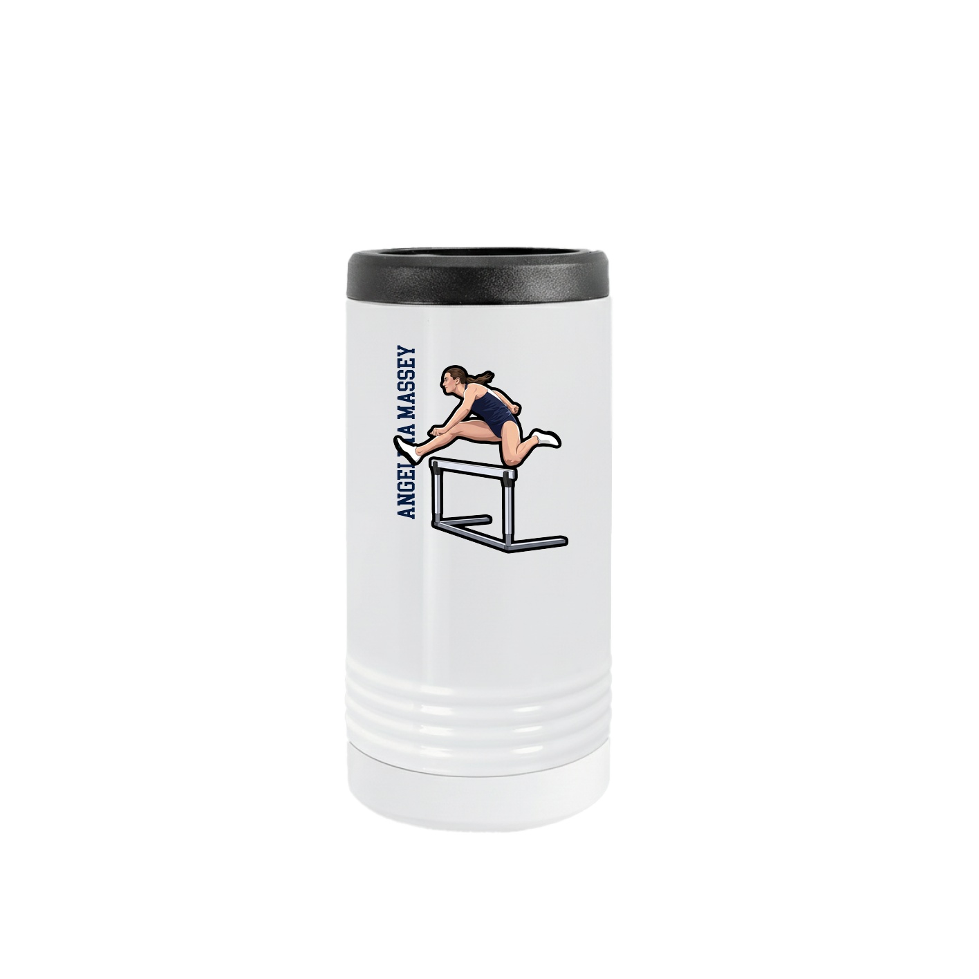 Slim Beverage Holder — Name Vertical in White