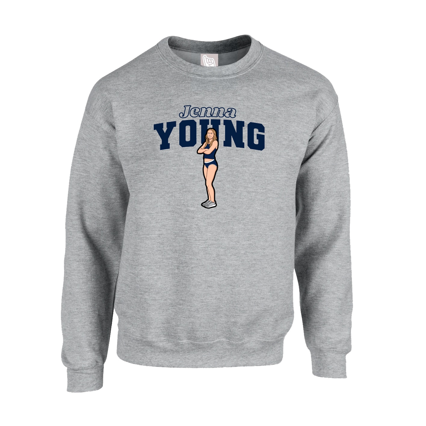 Fleece Crew — Name Arch in Grey