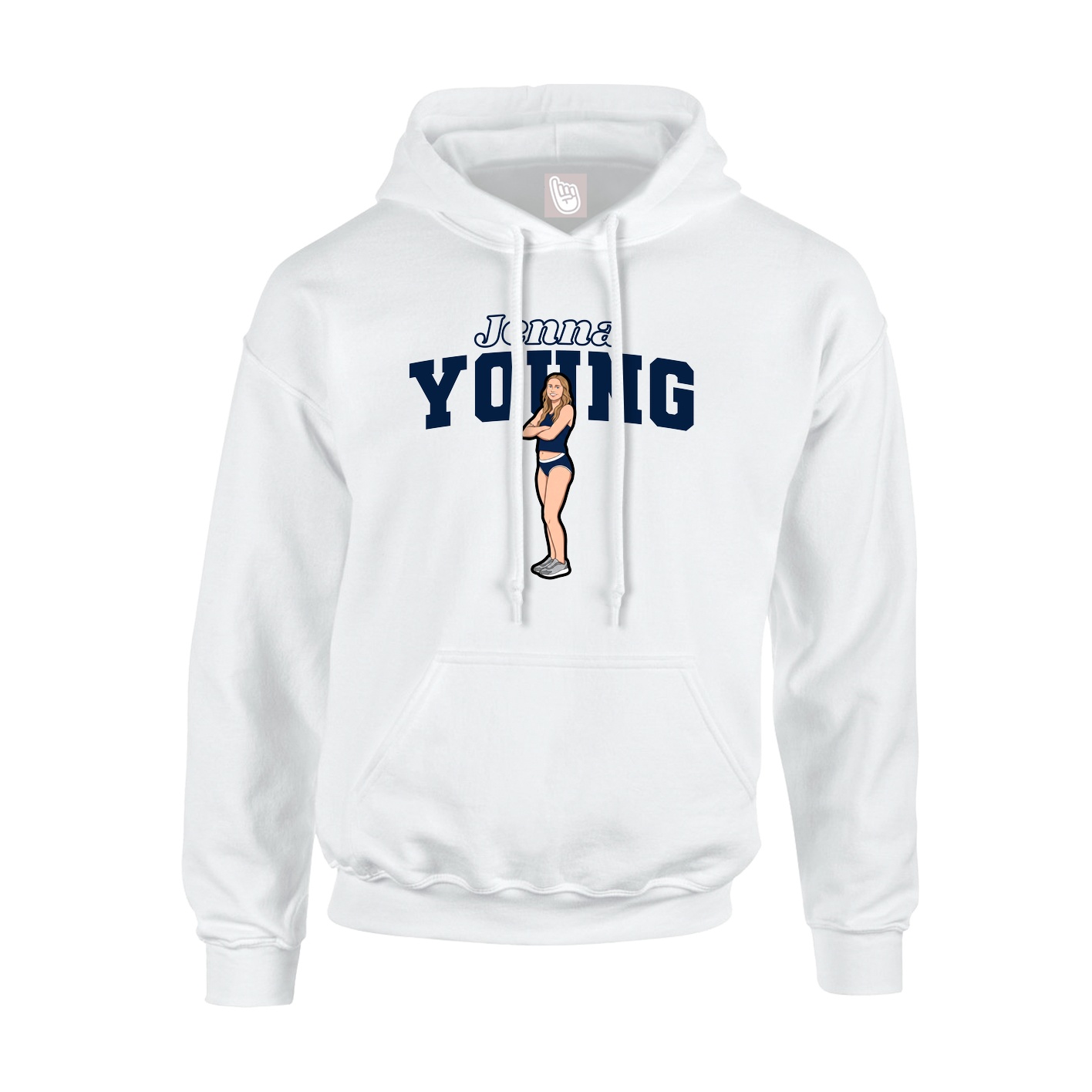 Youth Hoodie — Name Arch in White