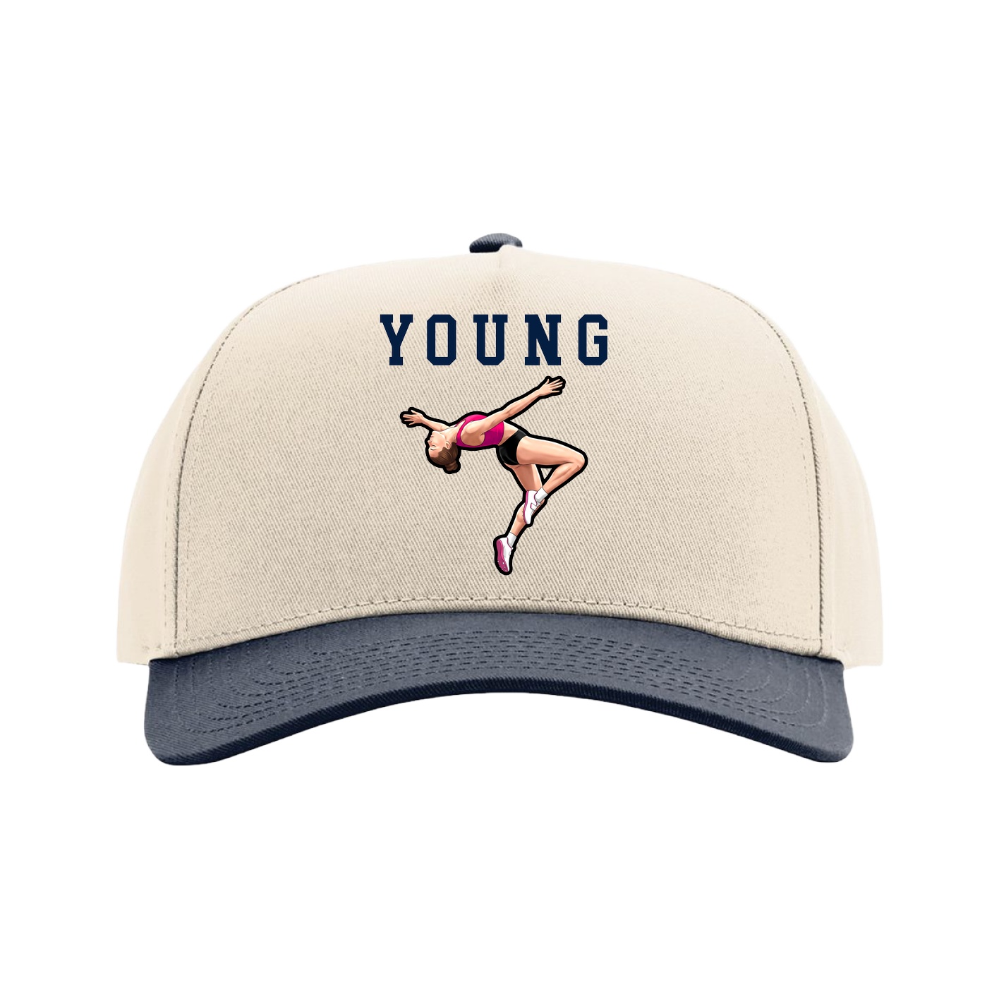 Full Fabric Five-Panel Champ Cap — Shirsey in Cream/Navy