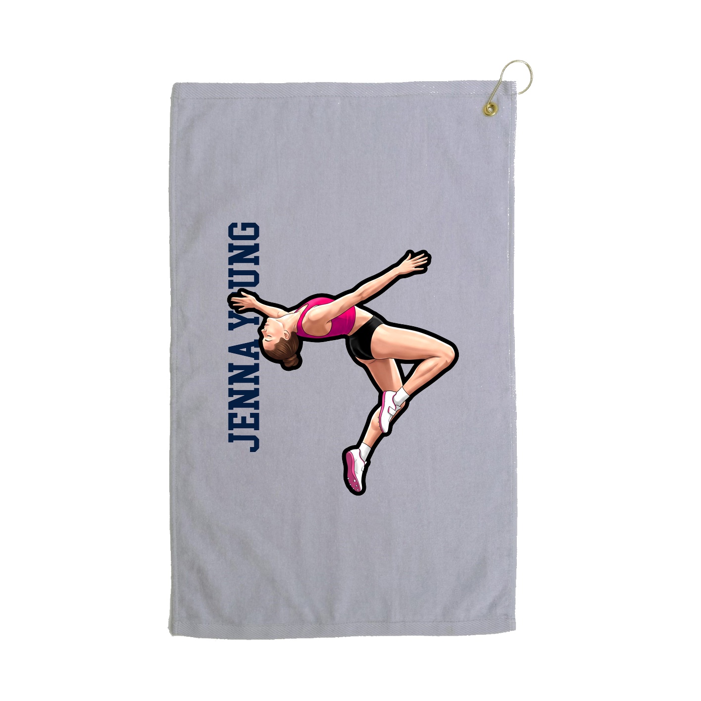 Golf Towel — Name Vertical in Grey