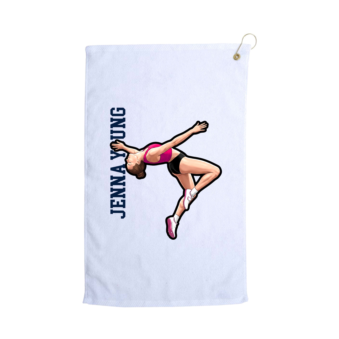 Golf Towel — Name Vertical in White