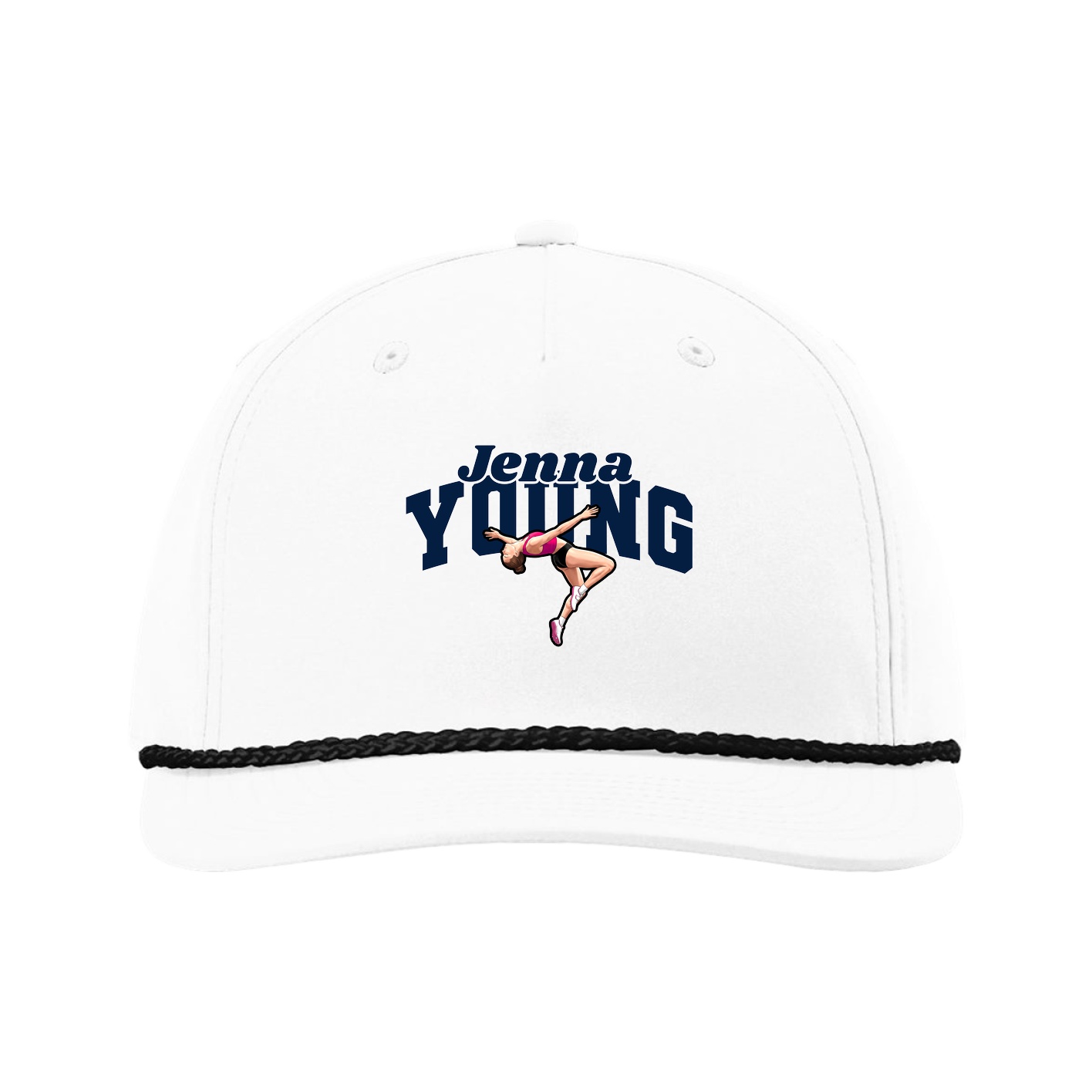 Five-Panel Classic Rope Cap — Signature Arch in White