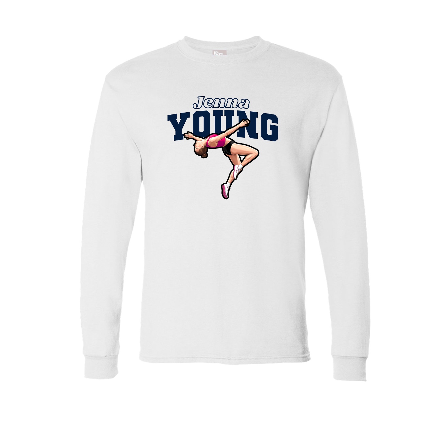 Long Sleeve Tee — Name Arch in White