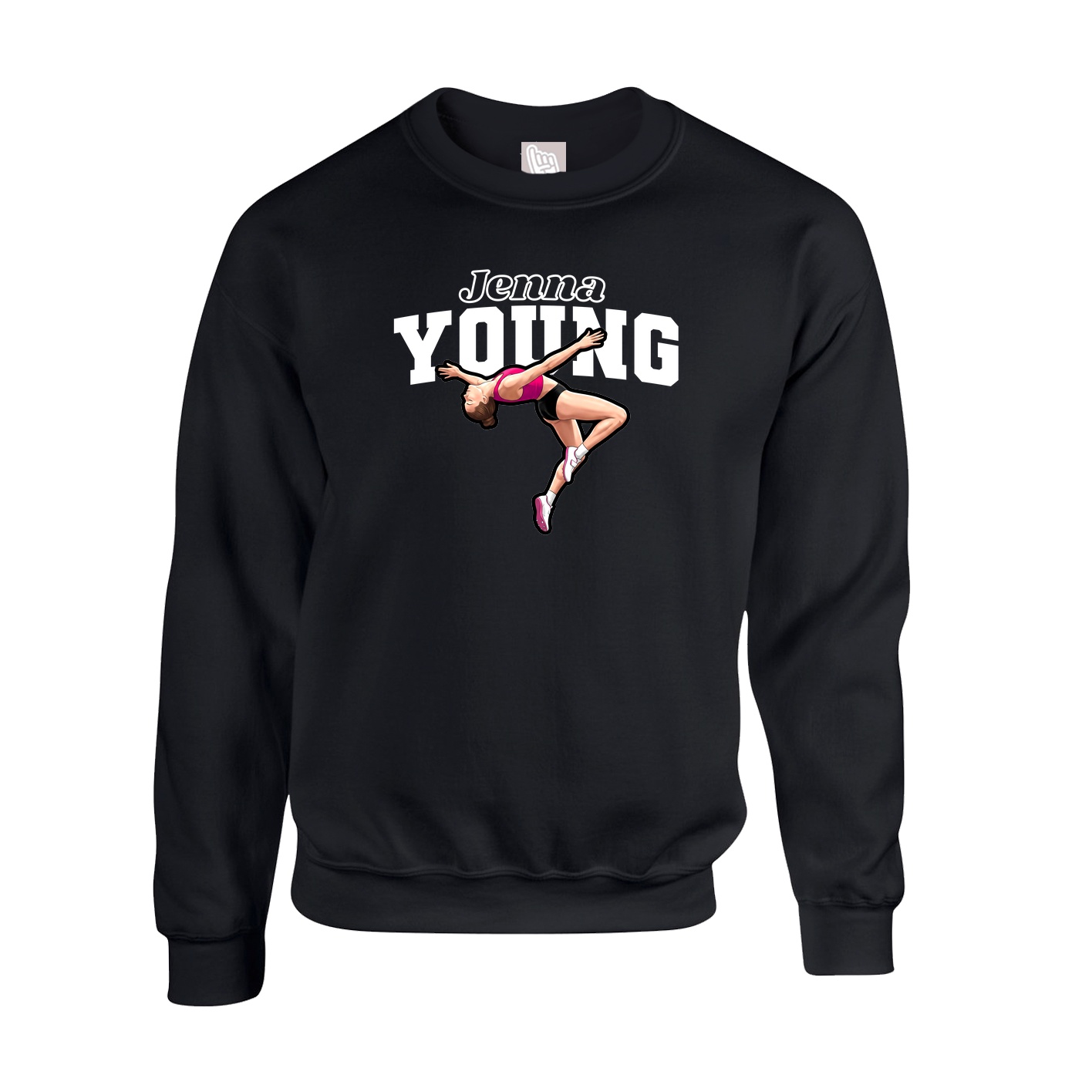 Fleece Crew — Name Arch in Black