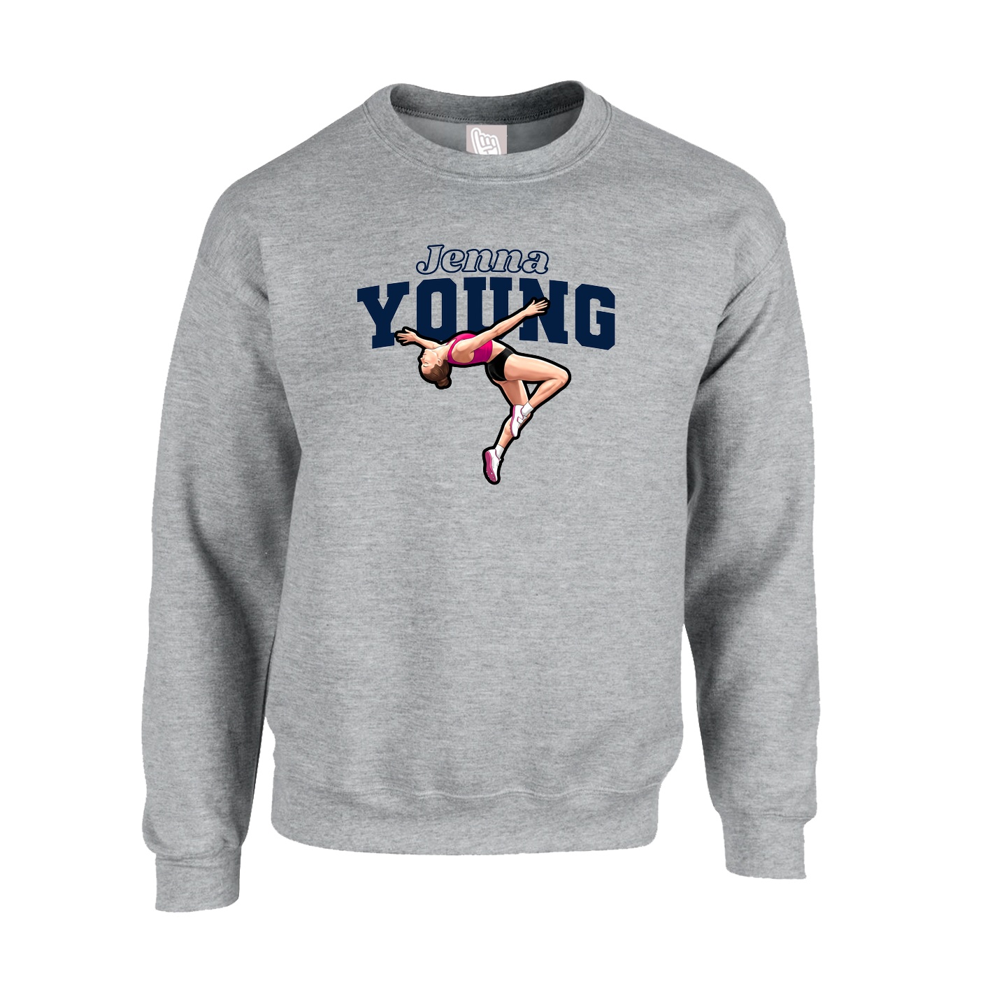 Fleece Crew — Name Arch in Grey