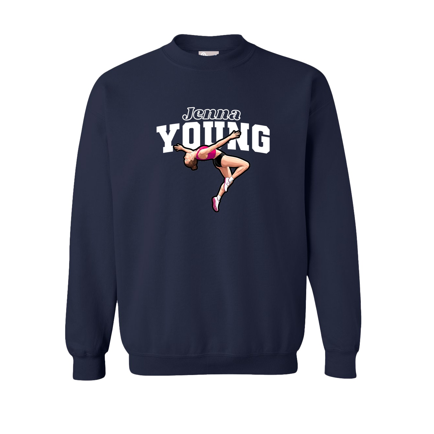 Fleece Crew — Name Arch in Navy