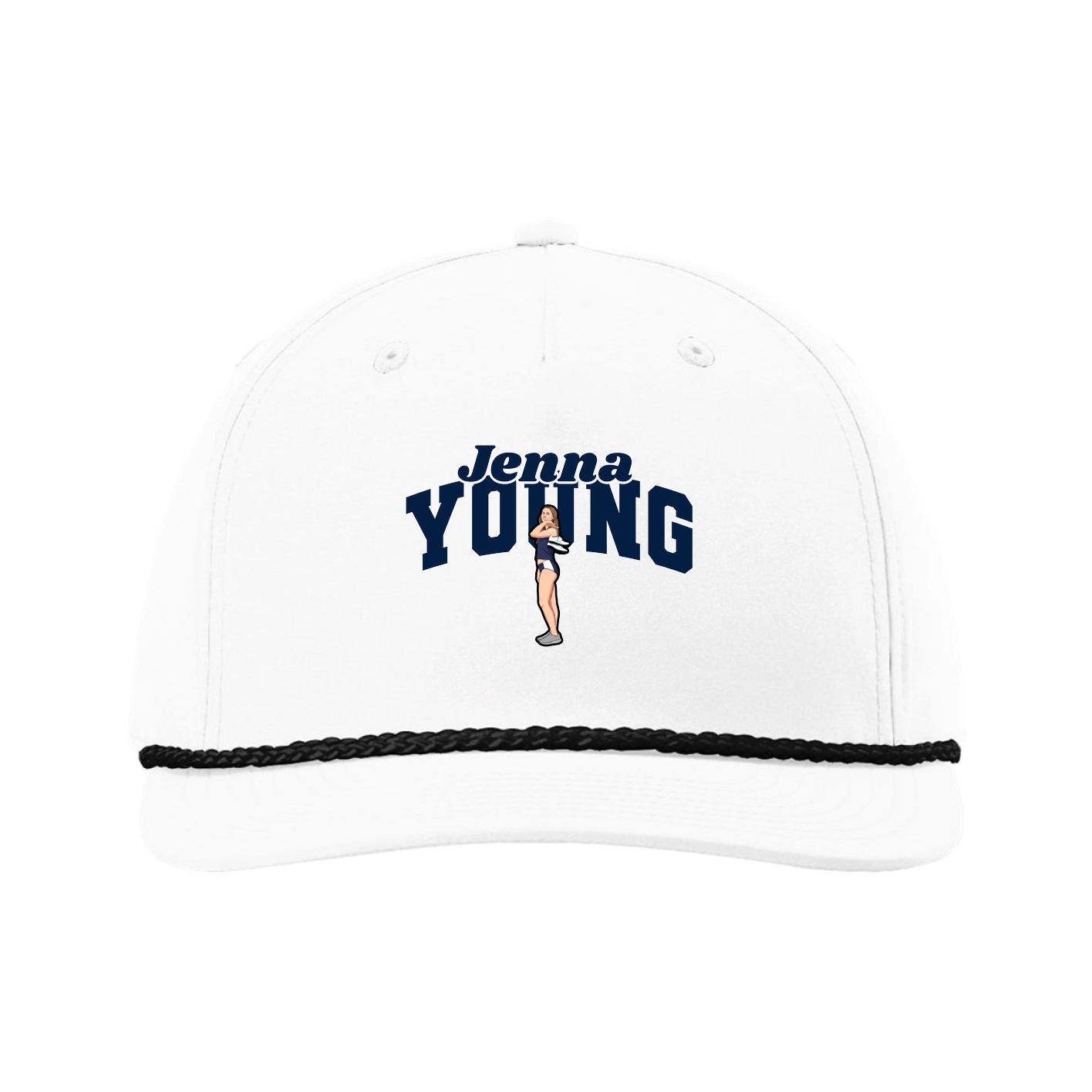 Five-Panel Classic Rope Cap — Signature Arch in White