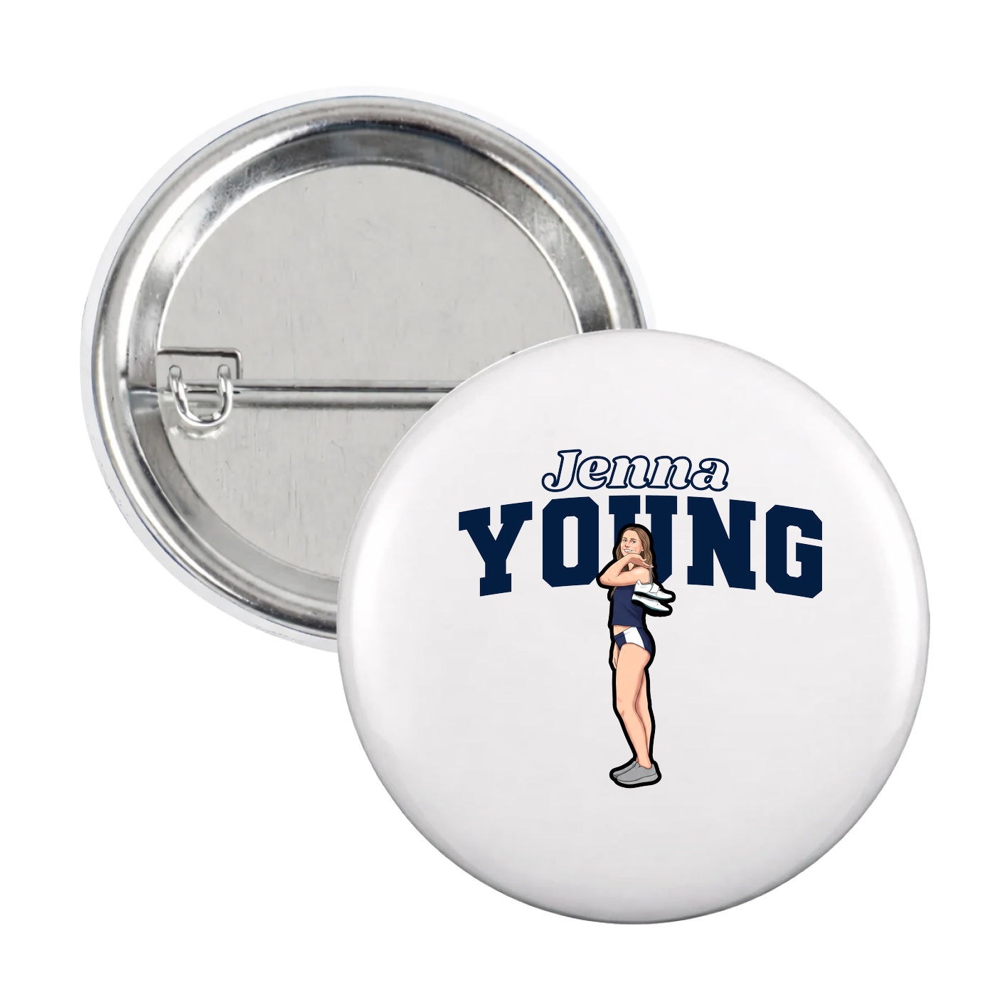 Game Day Button — Name Arch in White