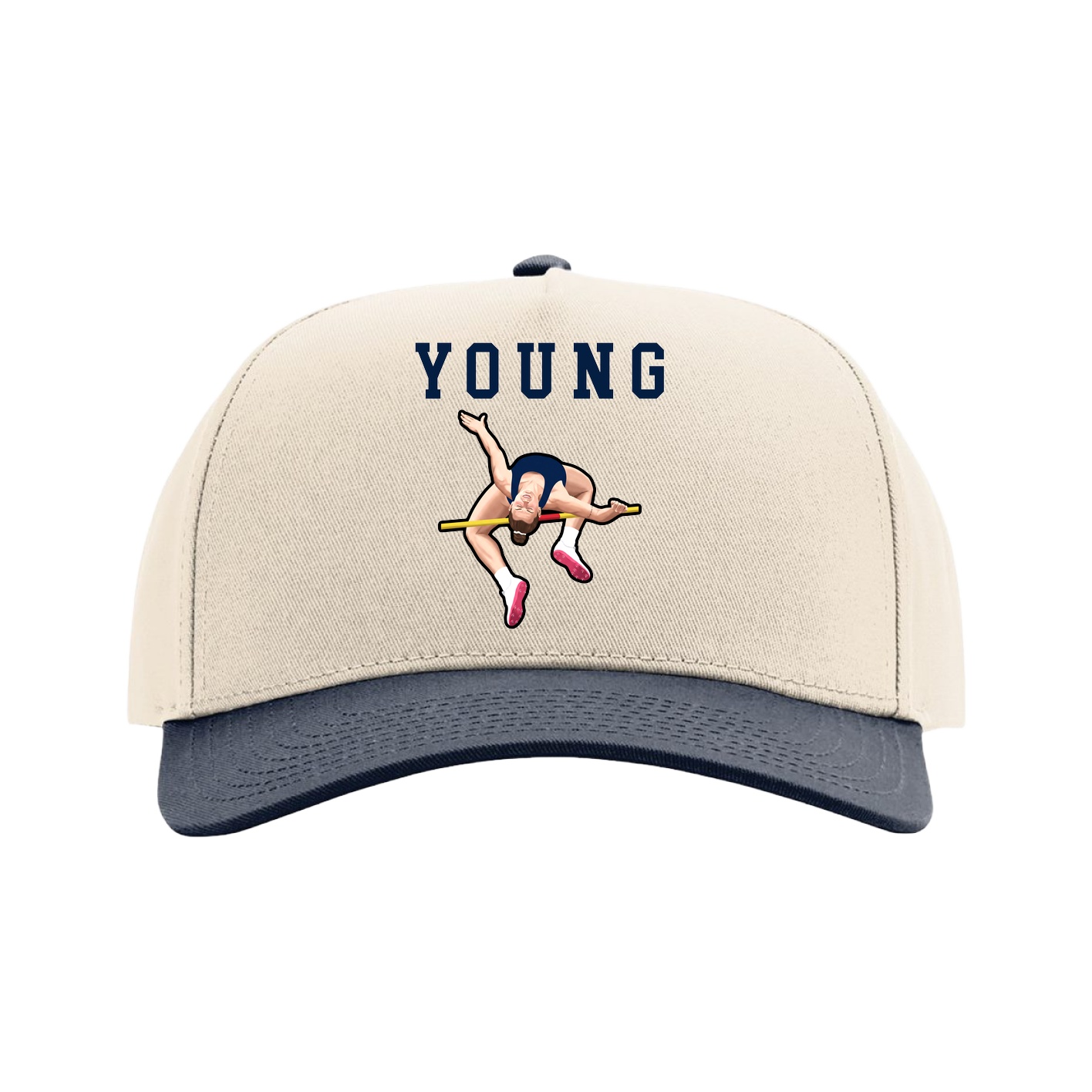Full Fabric Five-Panel Champ Cap — Shirsey in Cream/Navy