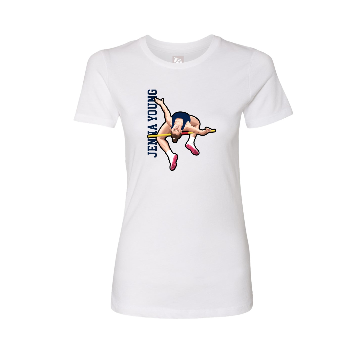 Womens Tee — Name Vertical in White