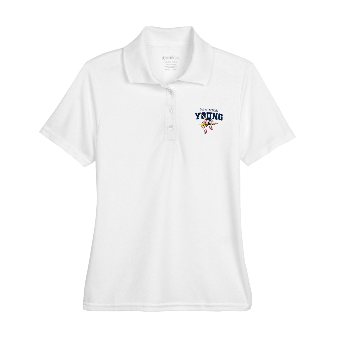Womens Performance Polo — Mothers Day Block in White