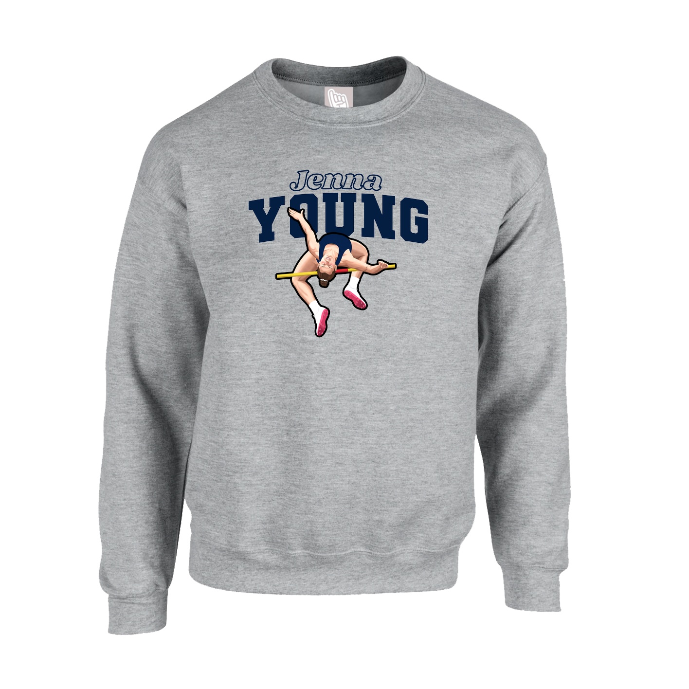 Fleece Crew — Name Arch in Grey