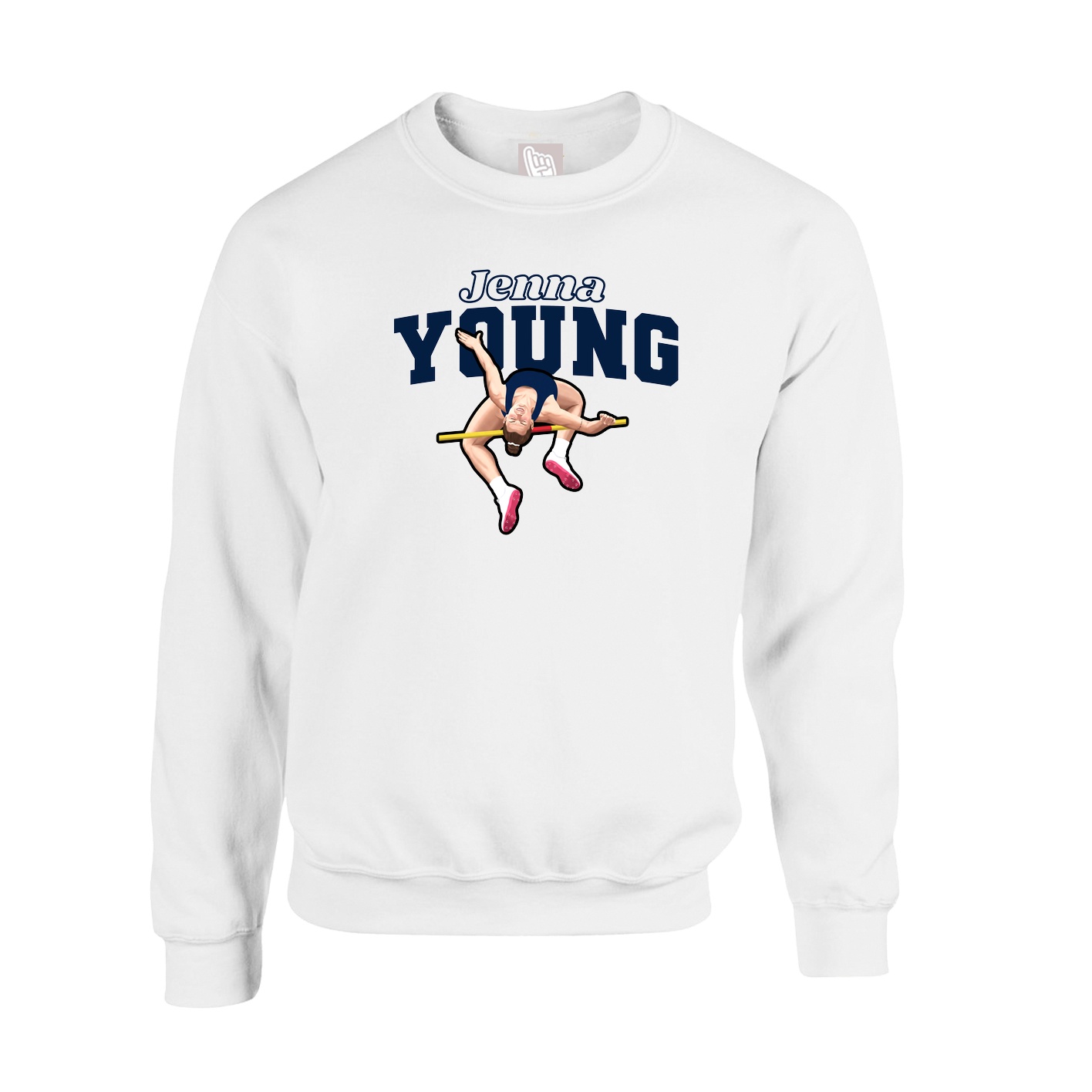 Fleece Crew — Name Arch in White
