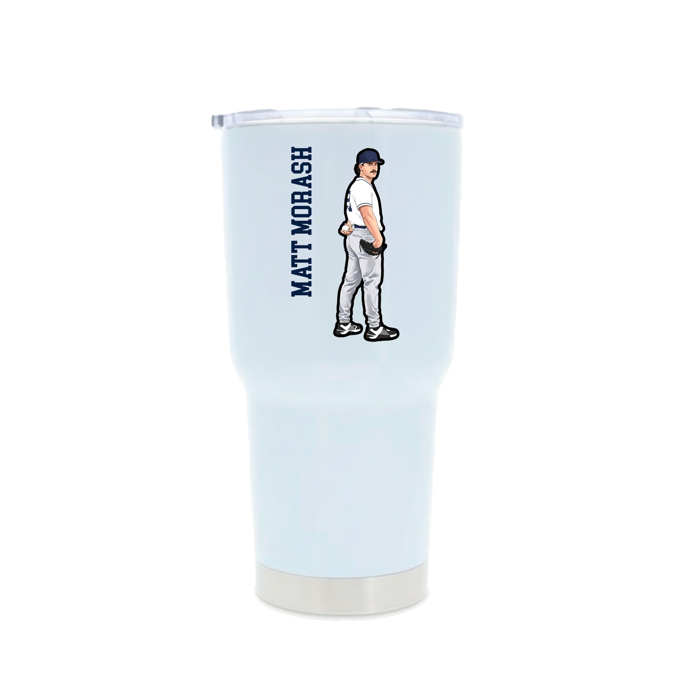 30oz Stainless Steel Tumbler — Name Vertical in White