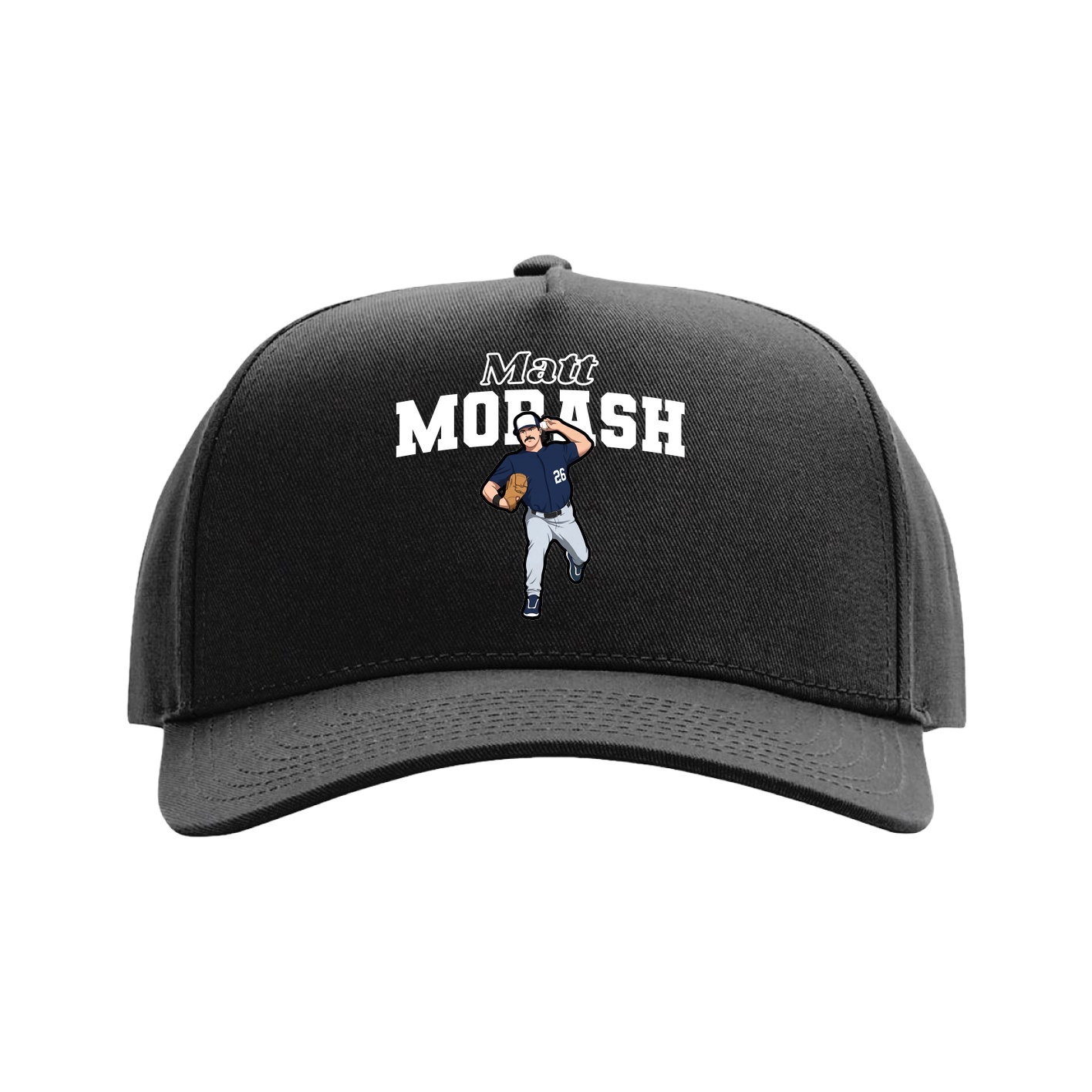 Full Fabric Five-Panel Champ Cap — Name Arch in Black