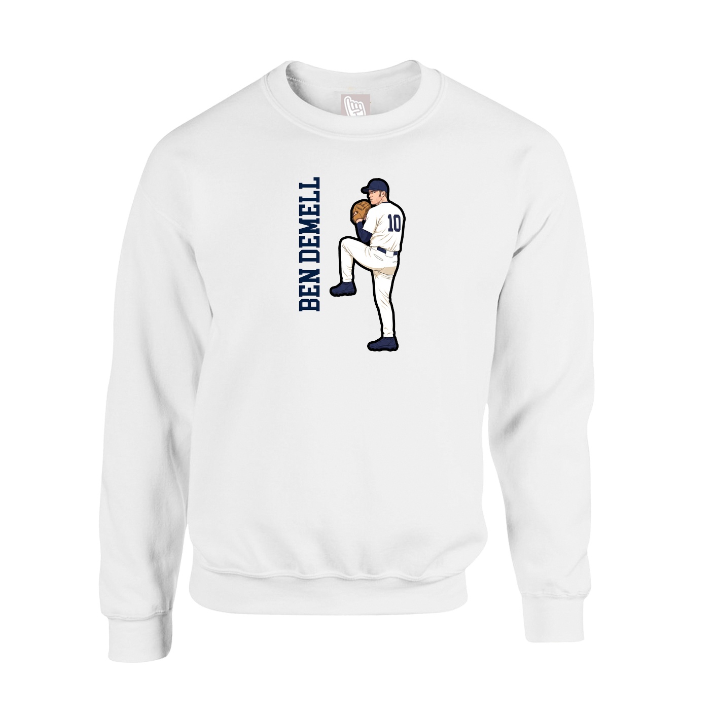 Fleece Crew — Name Vertical in White