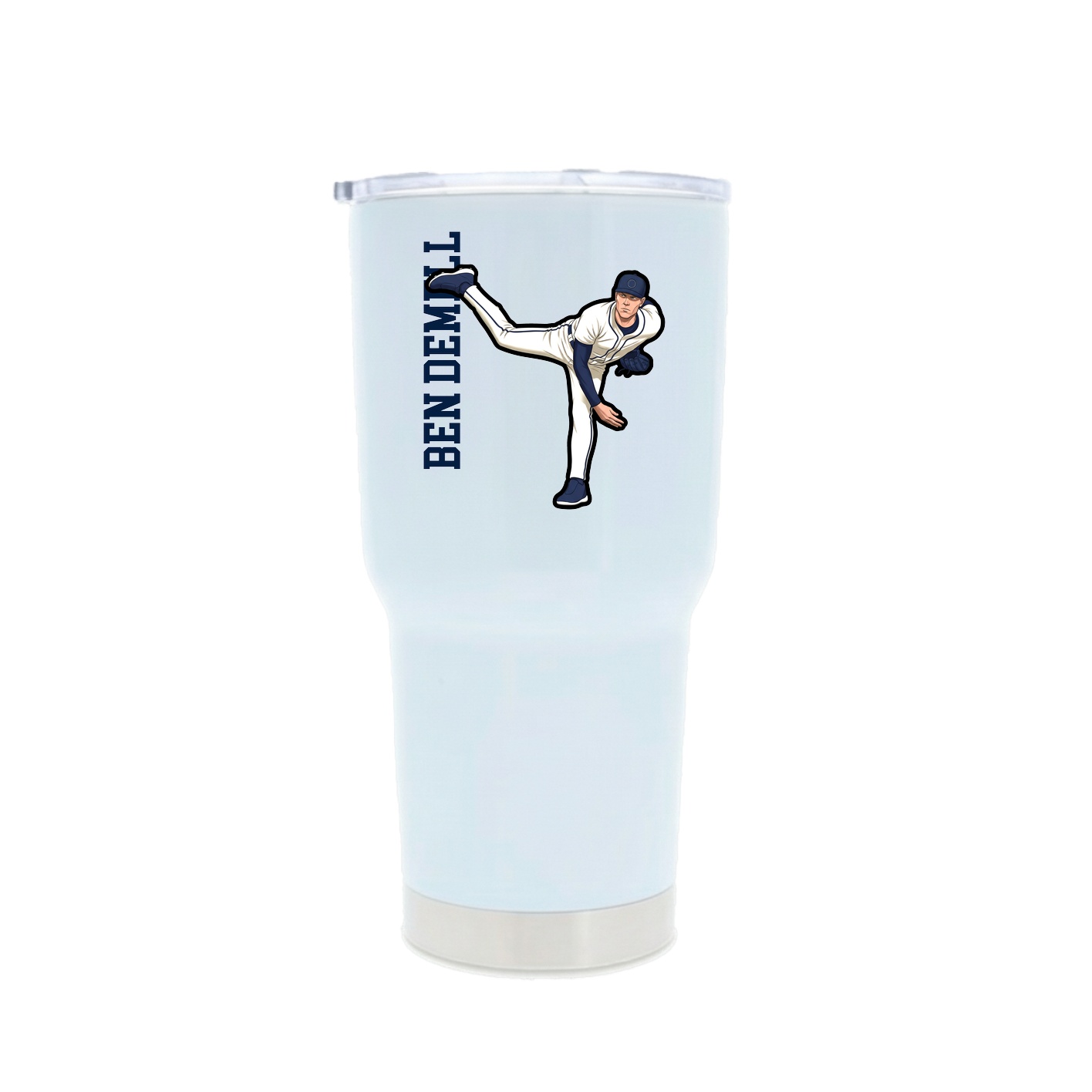 30oz Stainless Steel Tumbler — Name Vertical in White