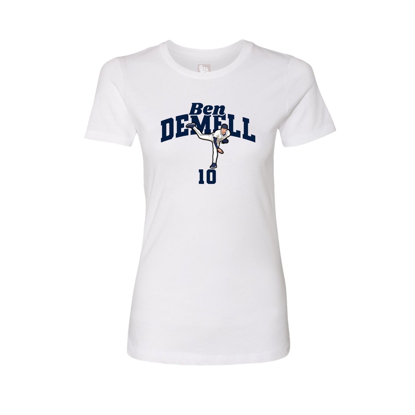 Fitted Women's Tee — Signature Arch in White