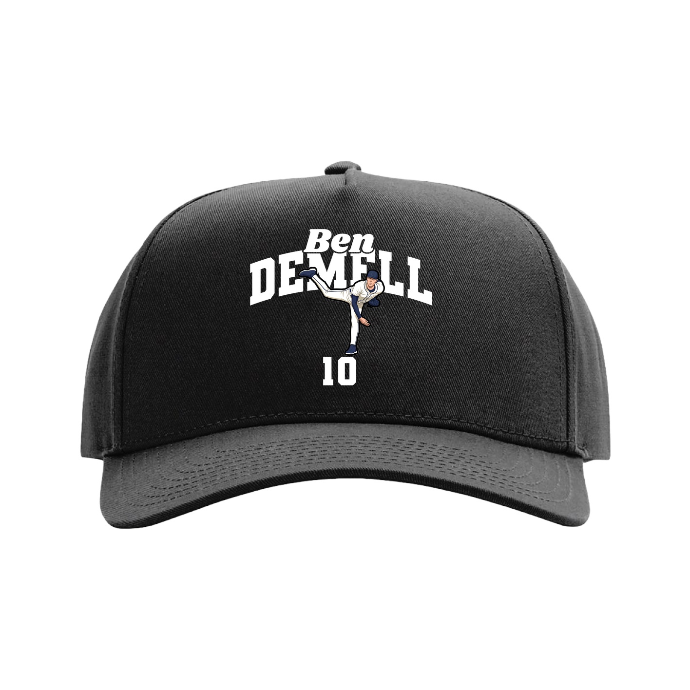 Full Fabric Five-Panel Champ Cap — Signature Arch in Black