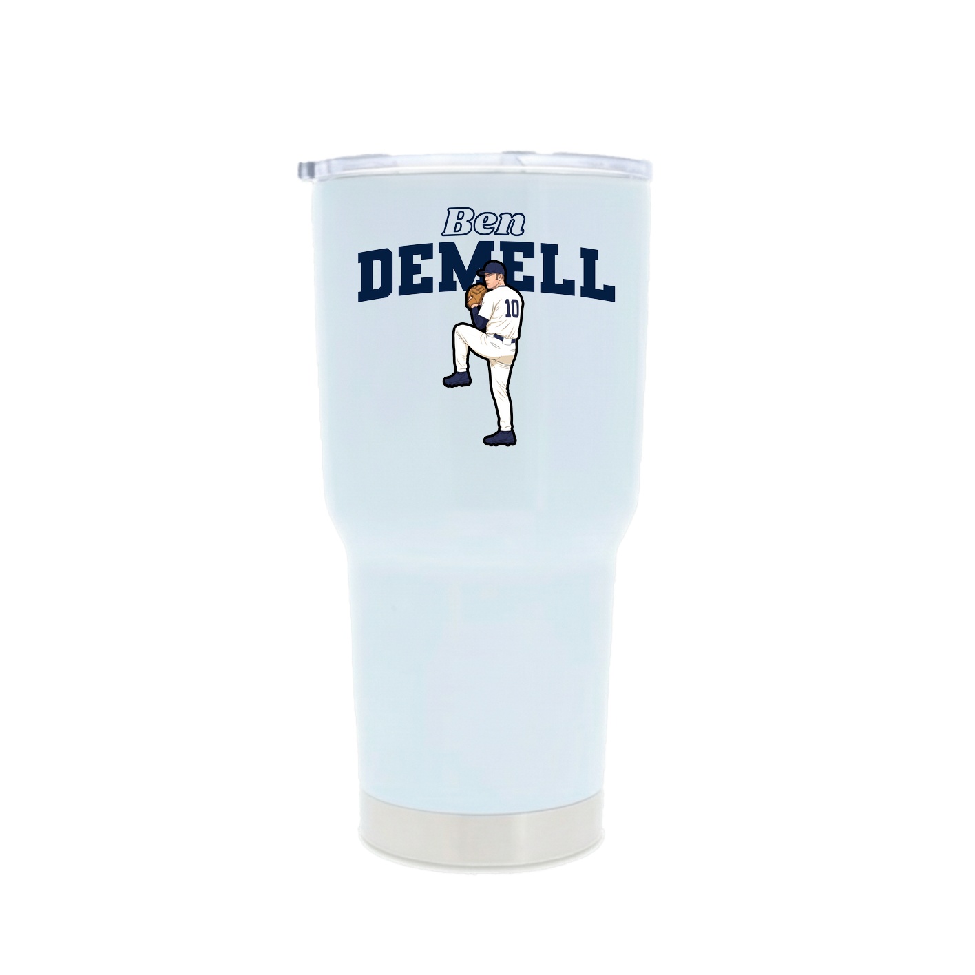 30oz Stainless Steel Tumbler — Name Arch in White