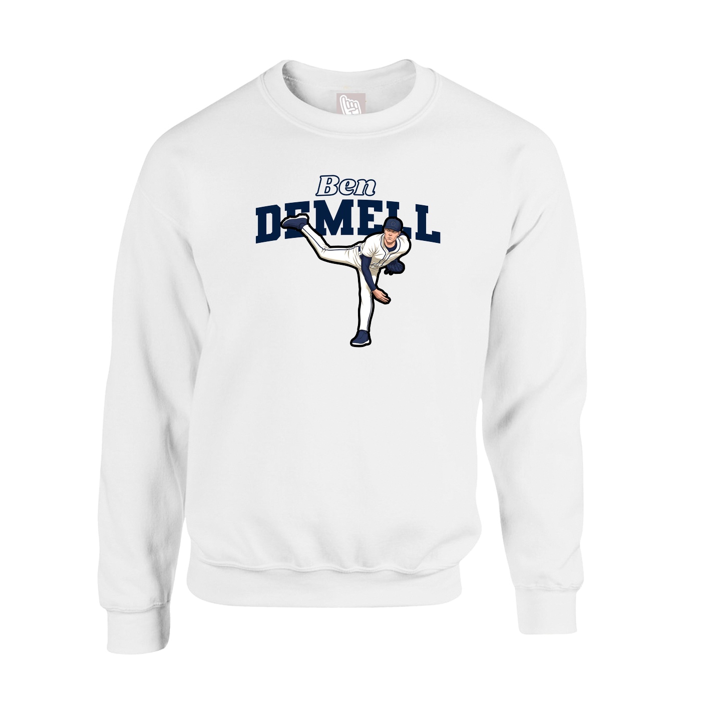 Fleece Crew — Name Arch in White