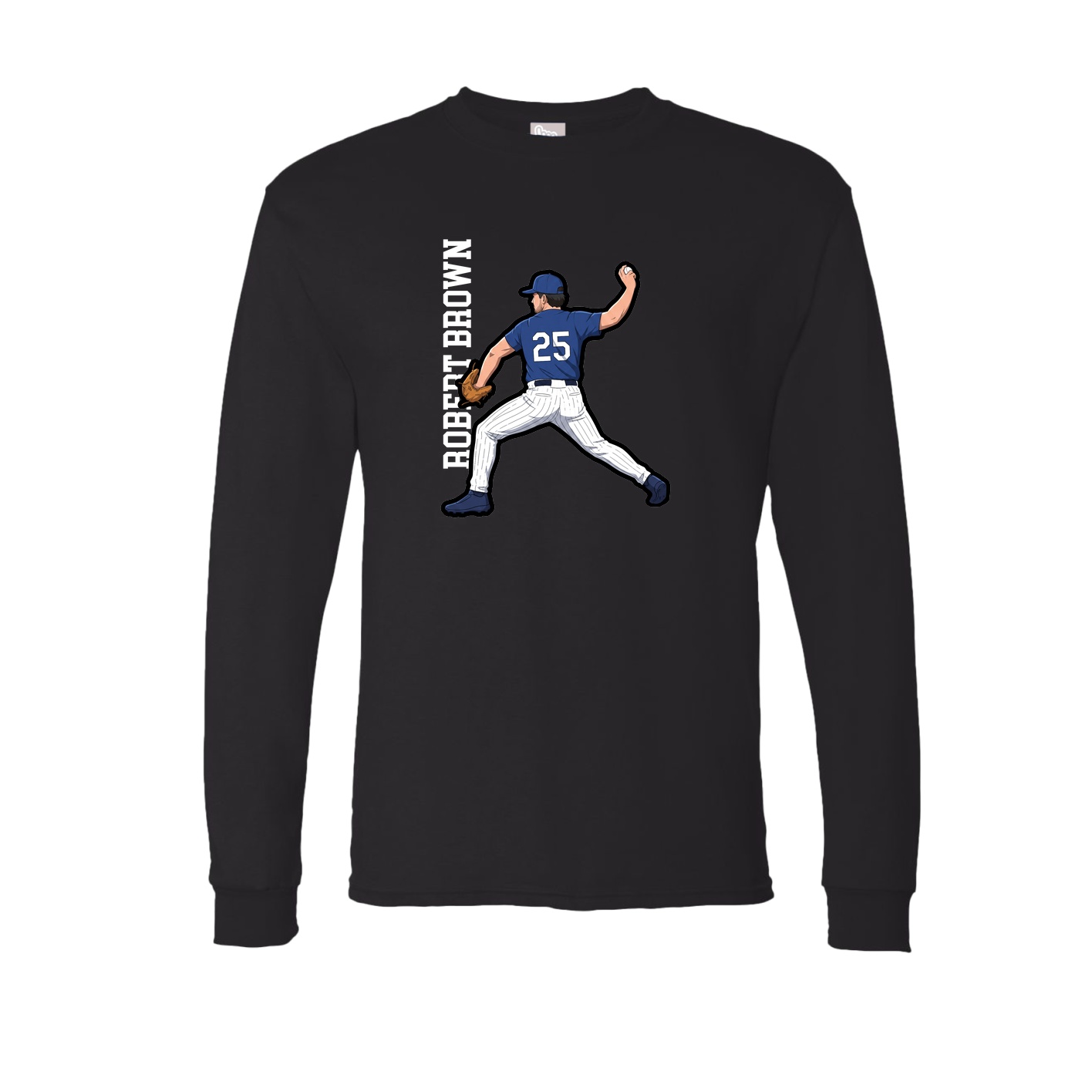 Long Sleeve Tee — Name Vertical in Black