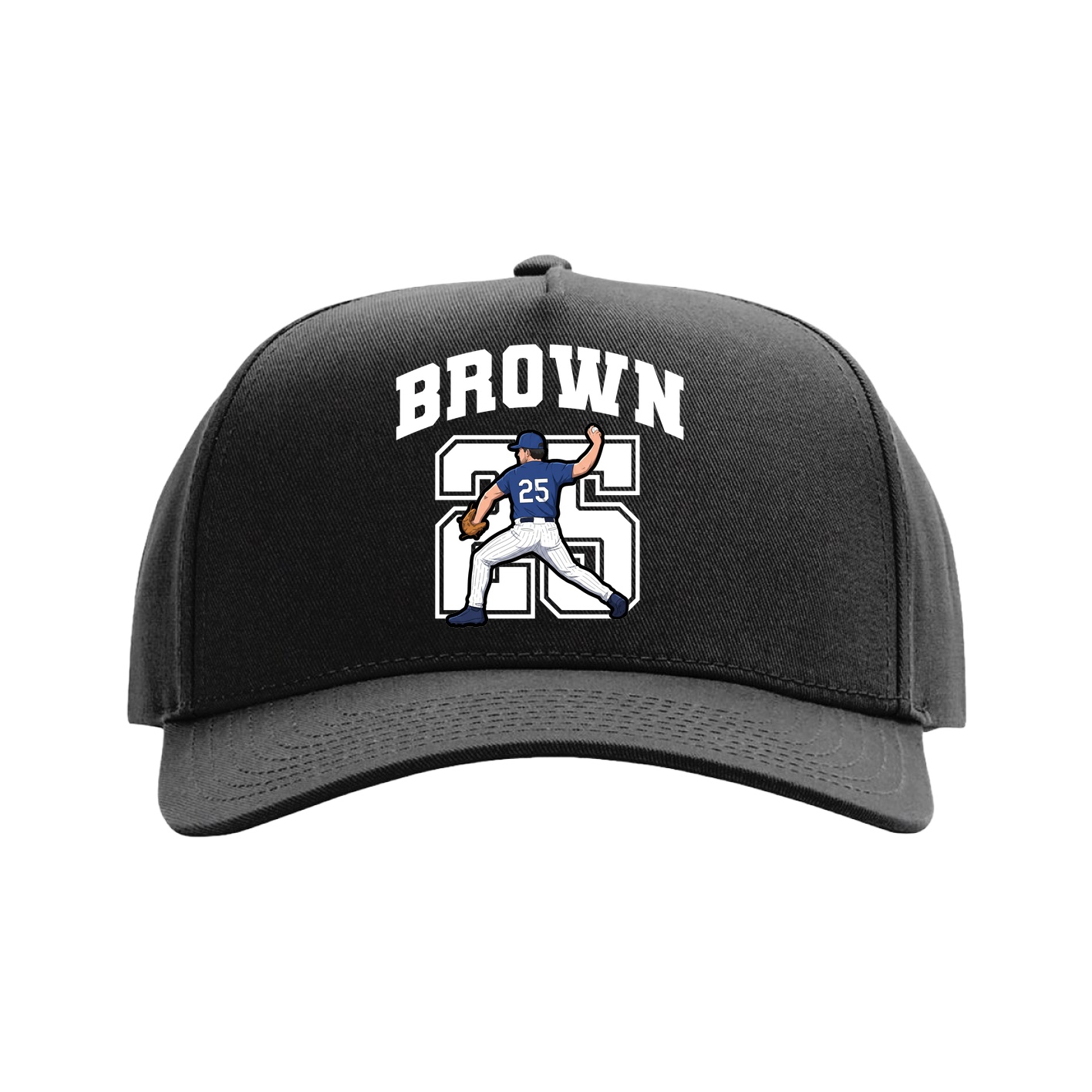 Full Fabric Five-Panel Champ Cap — Number in Black