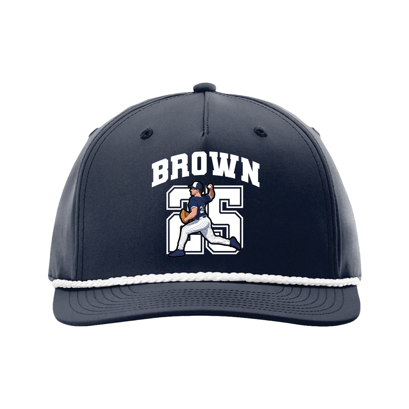 Five-Panel Classic Rope Cap — Number in Navy