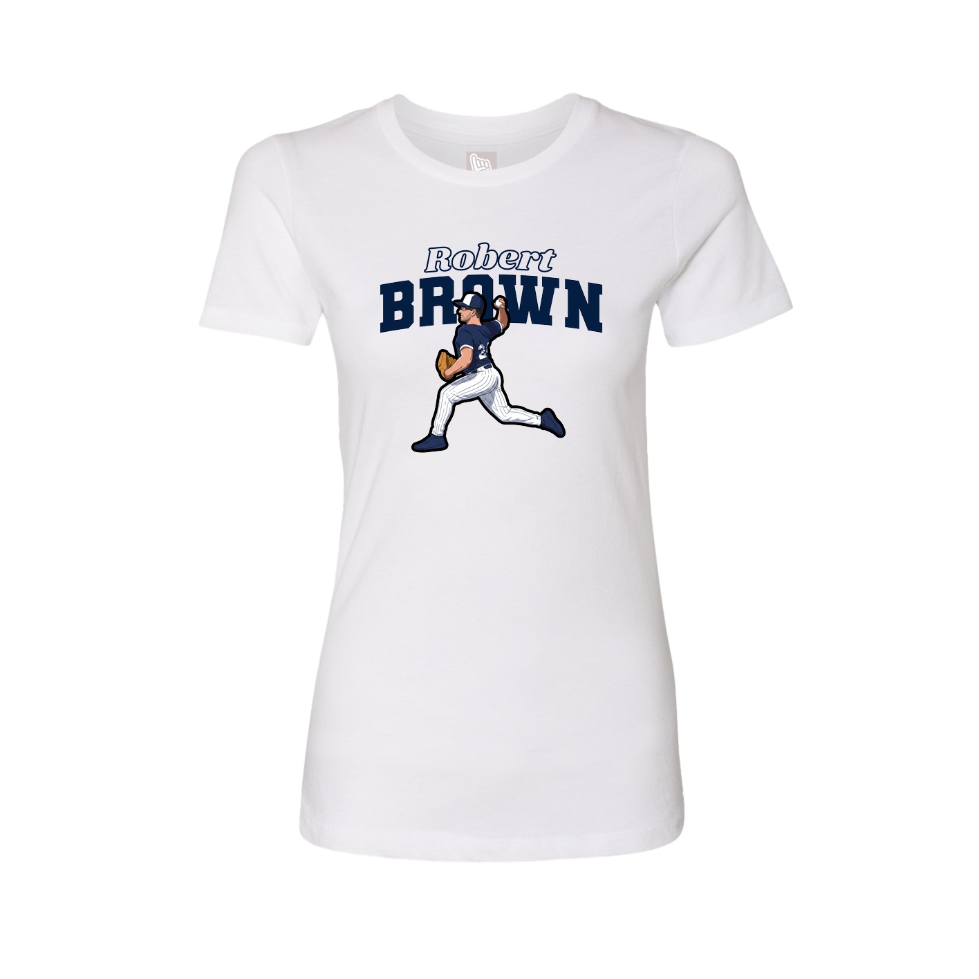 Fitted Women's Tee — Name Arch in White