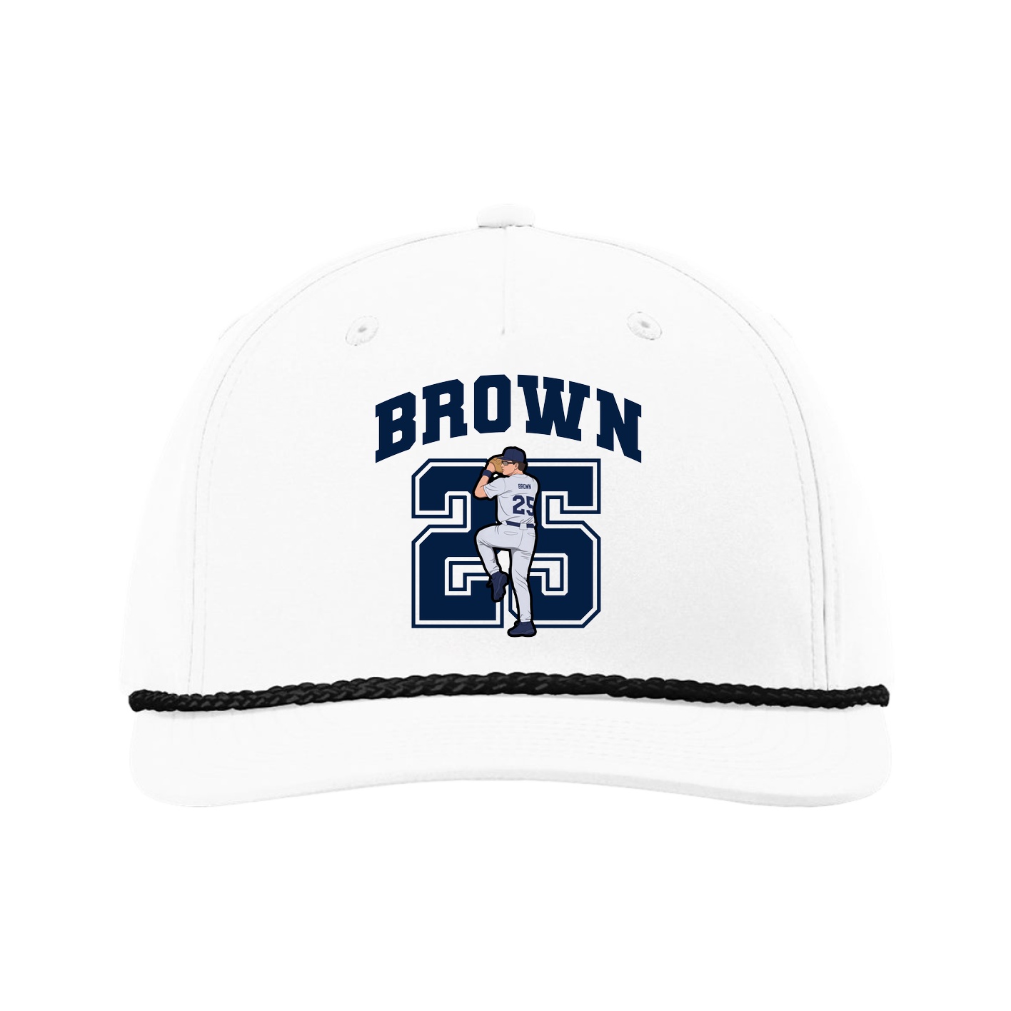 Five-Panel Classic Rope Cap — Number in White