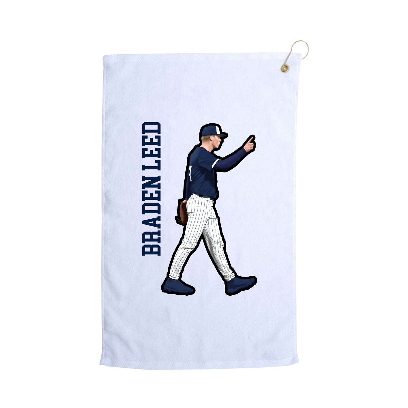 Golf Towel — Name Vertical in White