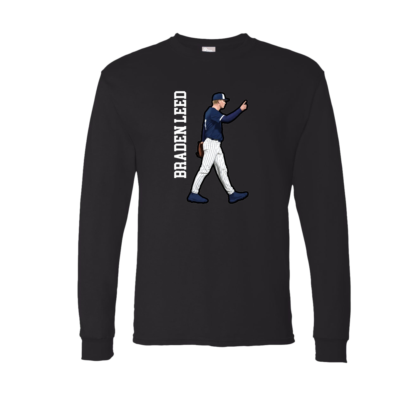 Long Sleeve Tee — Name Vertical in Black