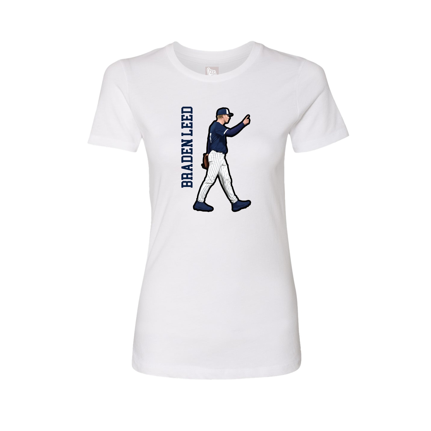 Fitted Women's Tee — Name Vertical in White